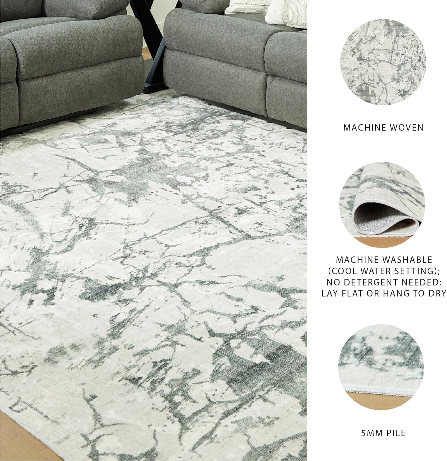 imageSignature Design by Ashley Farrendale MidCentury Modern Indoor Geometric Washable 8 x 10 Area Rug Blue ampamp RedGrey