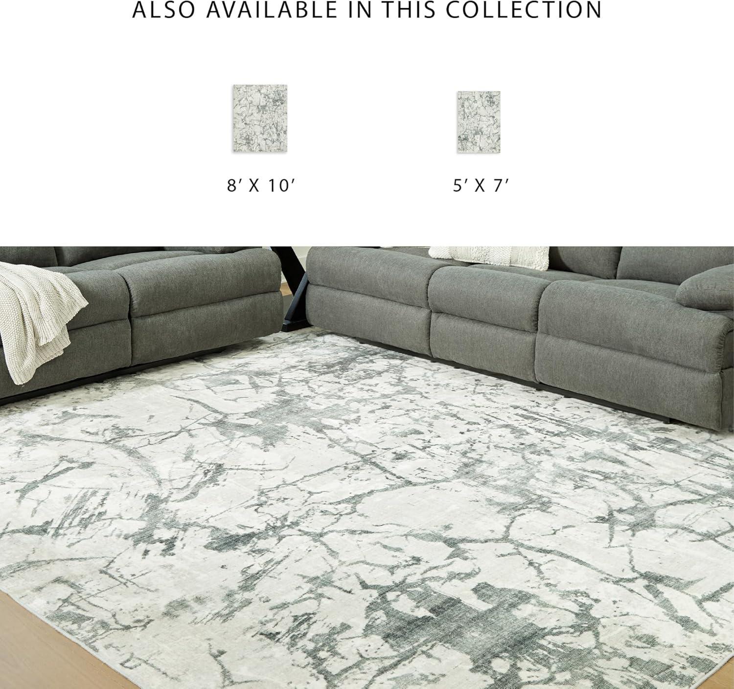 imageSignature Design by Ashley Farrendale MidCentury Modern Indoor Geometric Washable 8 x 10 Area Rug Blue ampamp RedGrey