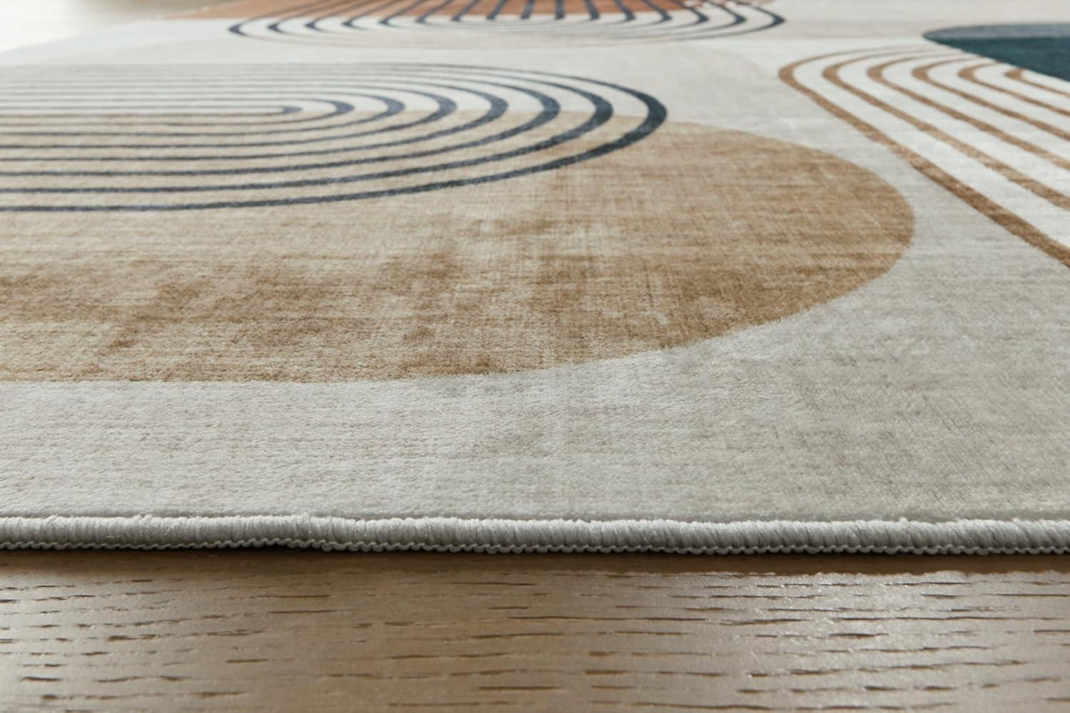 imageSignature Design by Ashley Farrendale MidCentury Modern Indoor Geometric Washable 8 x 10 Area Rug Blue ampamp RedMulti Color