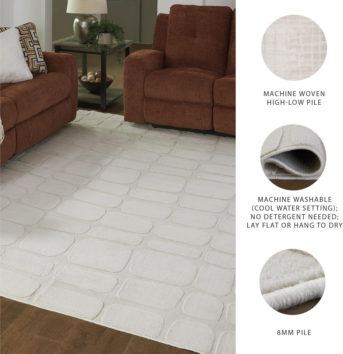 imageSignature Design by Ashley Farrendale MidCentury Modern Indoor Geometric Washable 8 x 10 Area Rug Blue ampamp RedSandstone