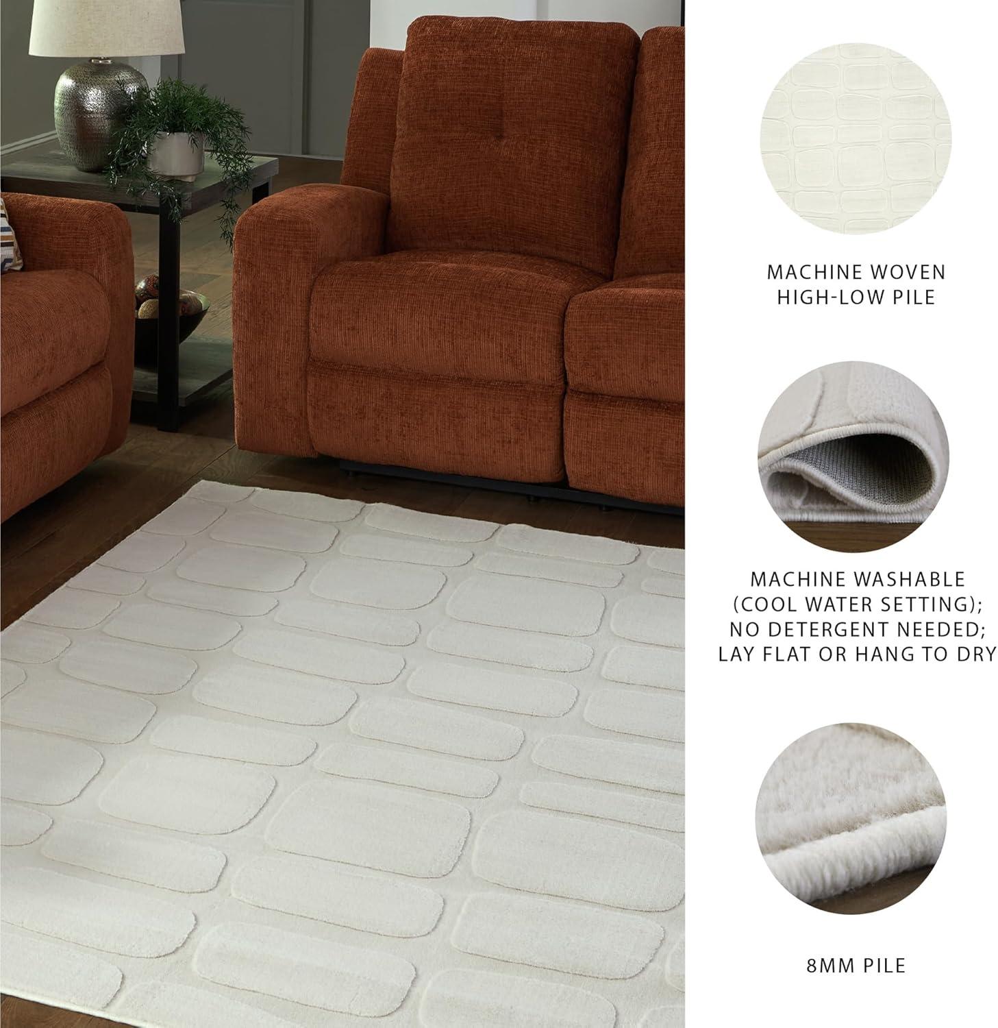 imageSignature Design by Ashley Farrendale MidCentury Modern Indoor Geometric Washable 8 x 10 Area Rug Blue ampamp RedSandstone