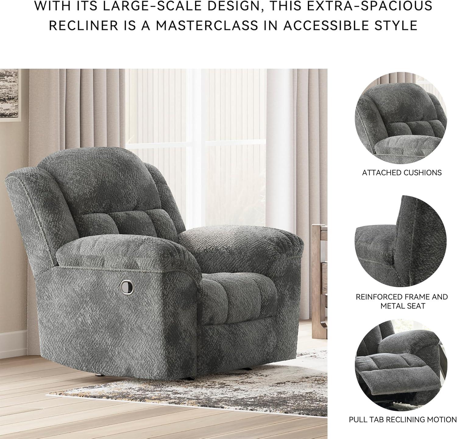 imageSignature Design by Ashley Frohn Urban Manual Rocker Recliner with PillowTop Arms Dark BrownGrey