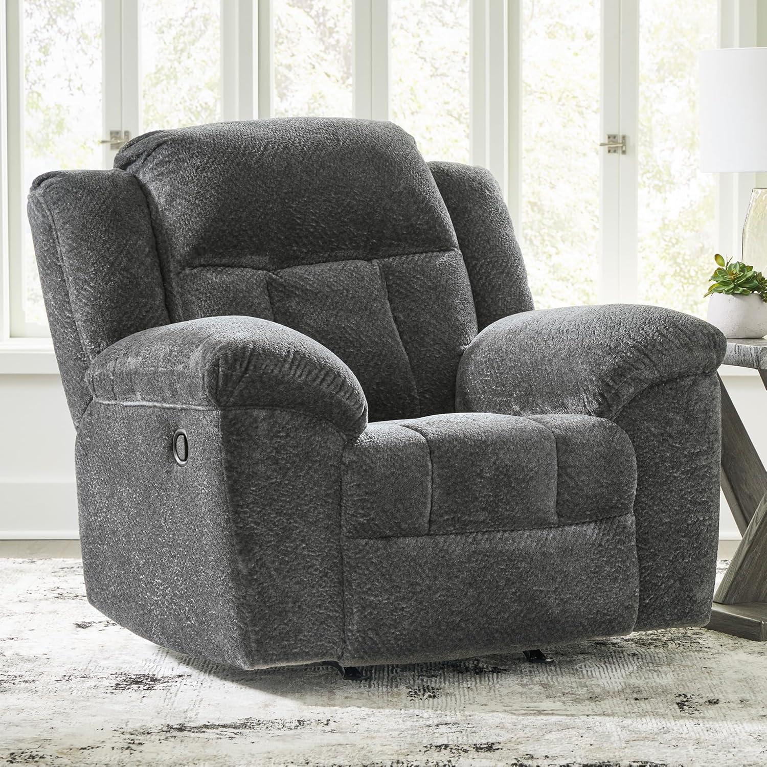 imageSignature Design by Ashley Frohn Urban Manual Rocker Recliner with PillowTop Arms Dark BrownGrey