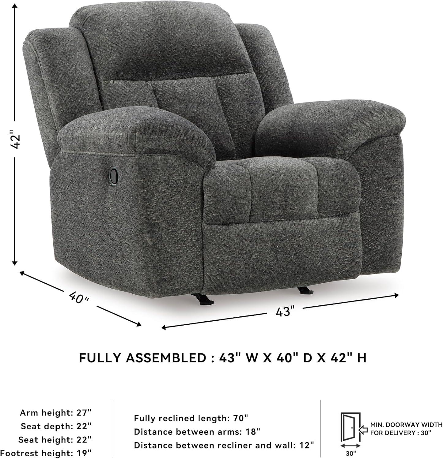 imageSignature Design by Ashley Frohn Urban Manual Rocker Recliner with PillowTop Arms Dark BrownGrey