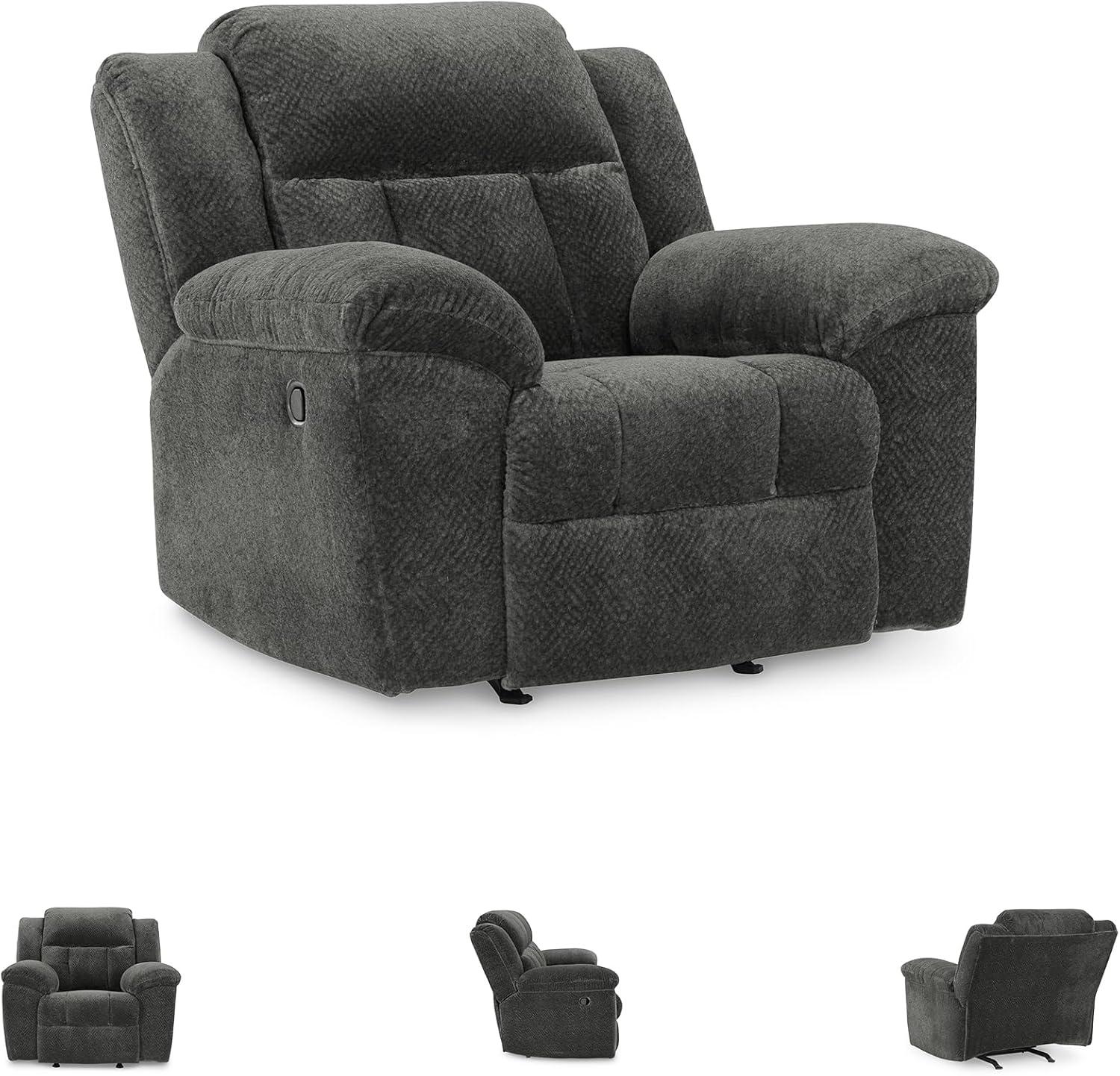 imageSignature Design by Ashley Frohn Urban Manual Rocker Recliner with PillowTop Arms Dark BrownGrey