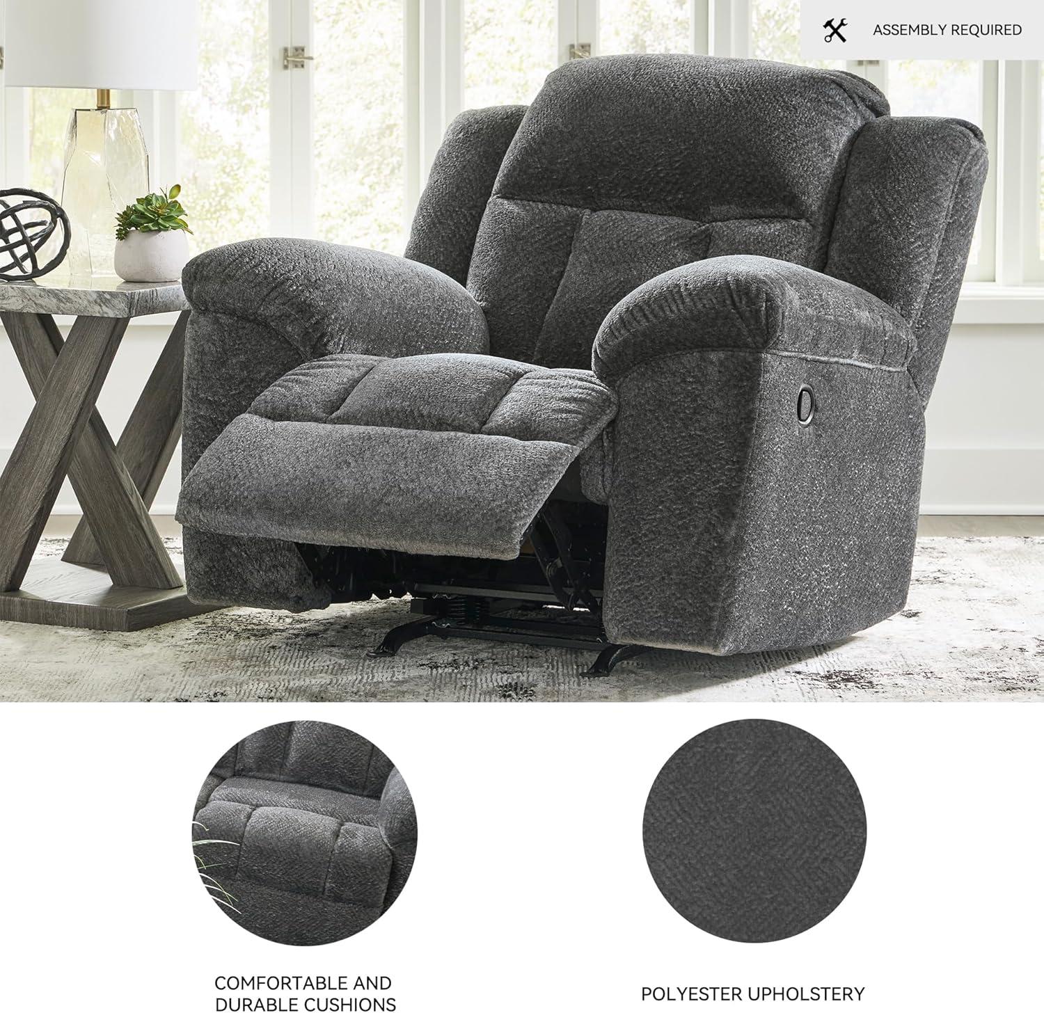imageSignature Design by Ashley Frohn Urban Manual Rocker Recliner with PillowTop Arms Dark BrownGrey