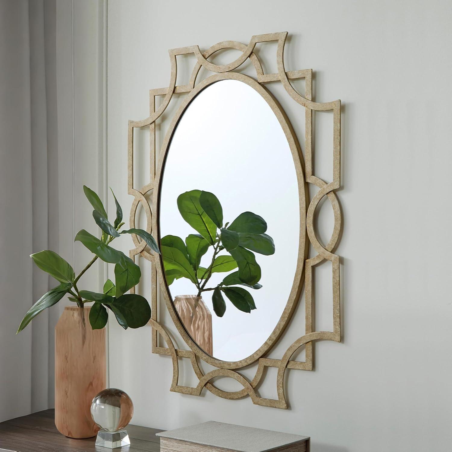 imageSignature Design by Ashley Fulkmore Art Deco Wall Mounted Metal Framed Accent Mirror Metallic