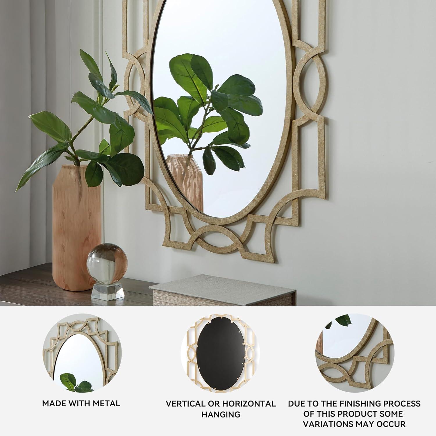 imageSignature Design by Ashley Fulkmore Art Deco Wall Mounted Metal Framed Accent Mirror Metallic