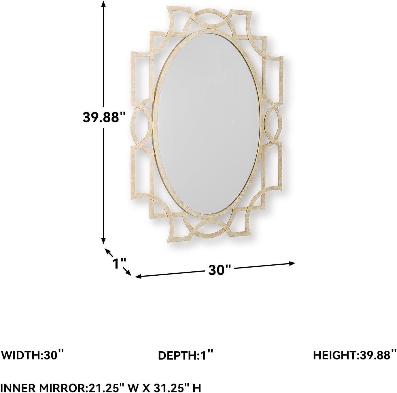 imageSignature Design by Ashley Fulkmore Art Deco Wall Mounted Metal Framed Accent Mirror Metallic