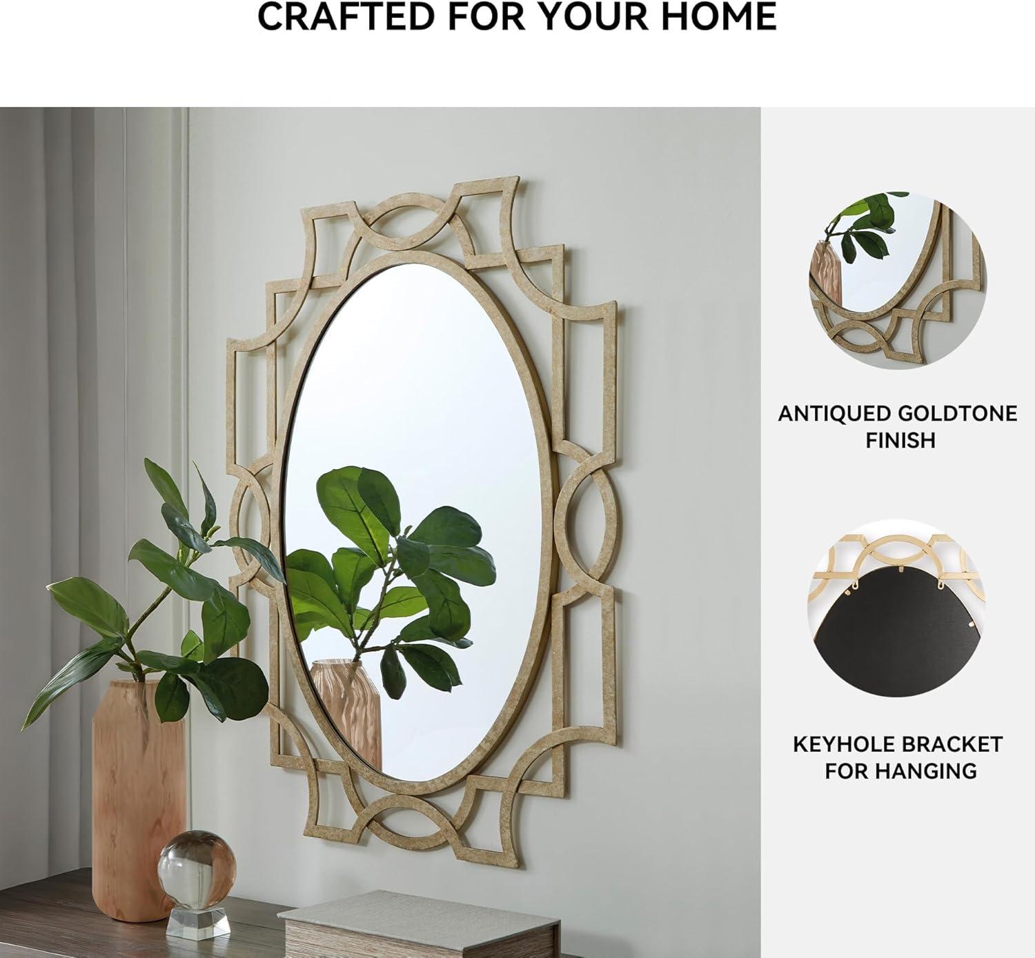 imageSignature Design by Ashley Fulkmore Art Deco Wall Mounted Metal Framed Accent Mirror Metallic