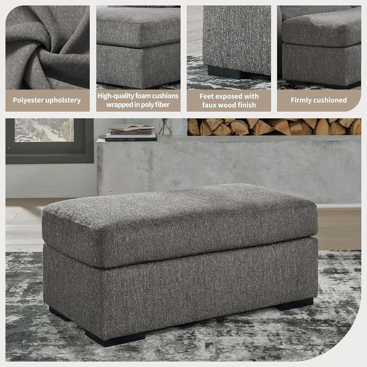 imageSignature Design by Ashley Gardiner Contemporary Rectangular Upholstered Ottoman Gray