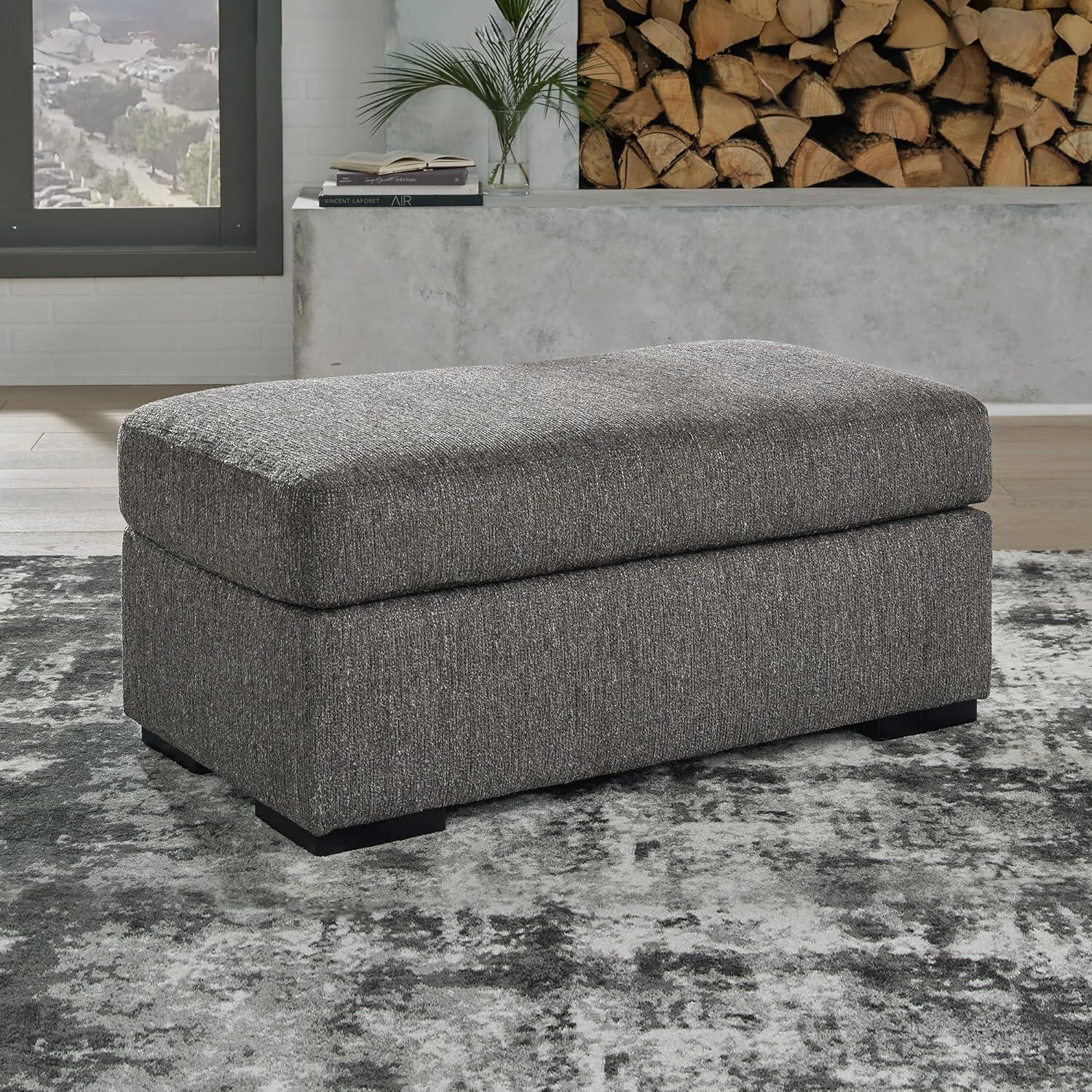 imageSignature Design by Ashley Gardiner Contemporary Rectangular Upholstered Ottoman Gray