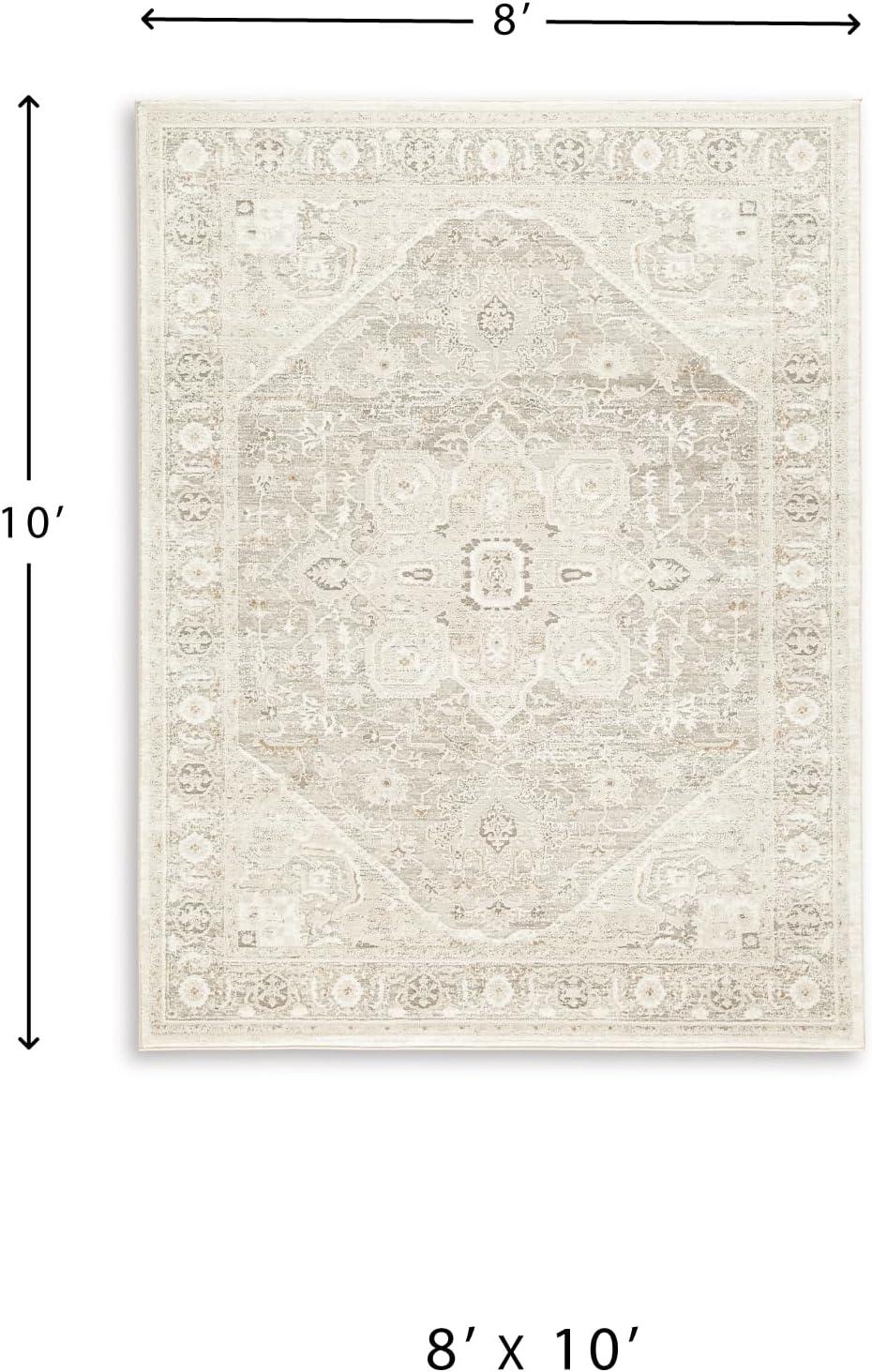 imageSignature Design by Ashley Gatwell Classic Indoor Medallion 8 x 10 Rug White ampamp Light Gray710 x 10 Rectangular