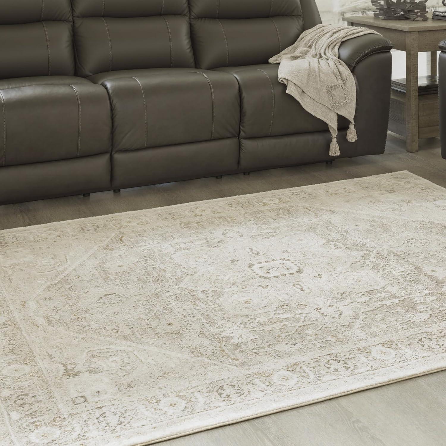 imageSignature Design by Ashley Gatwell Classic Indoor Medallion 8 x 10 Rug White ampamp Light Gray710 x 10 Rectangular