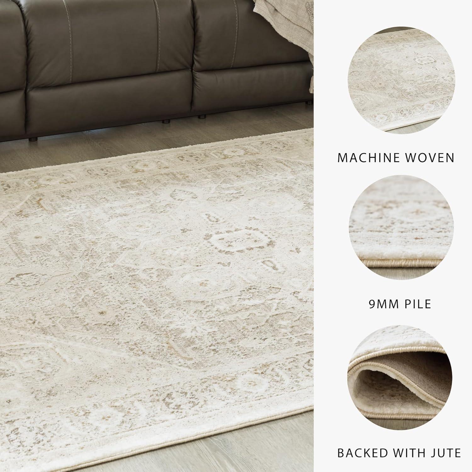 imageSignature Design by Ashley Gatwell Classic Indoor Medallion 8 x 10 Rug White ampamp Light Gray710 x 10 Rectangular