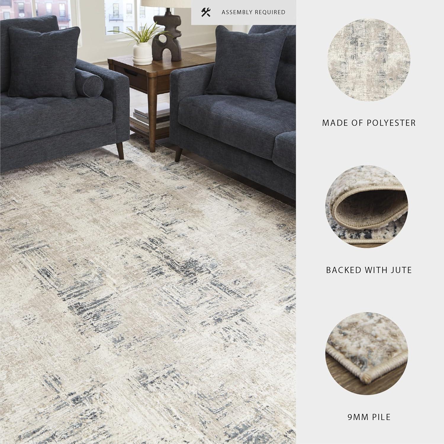 imageSignature Design by Ashley Gentor Contemporary Indoor Abstract 8 x 10 Rug Blue ampamp Biege5 x 7 Rectangular