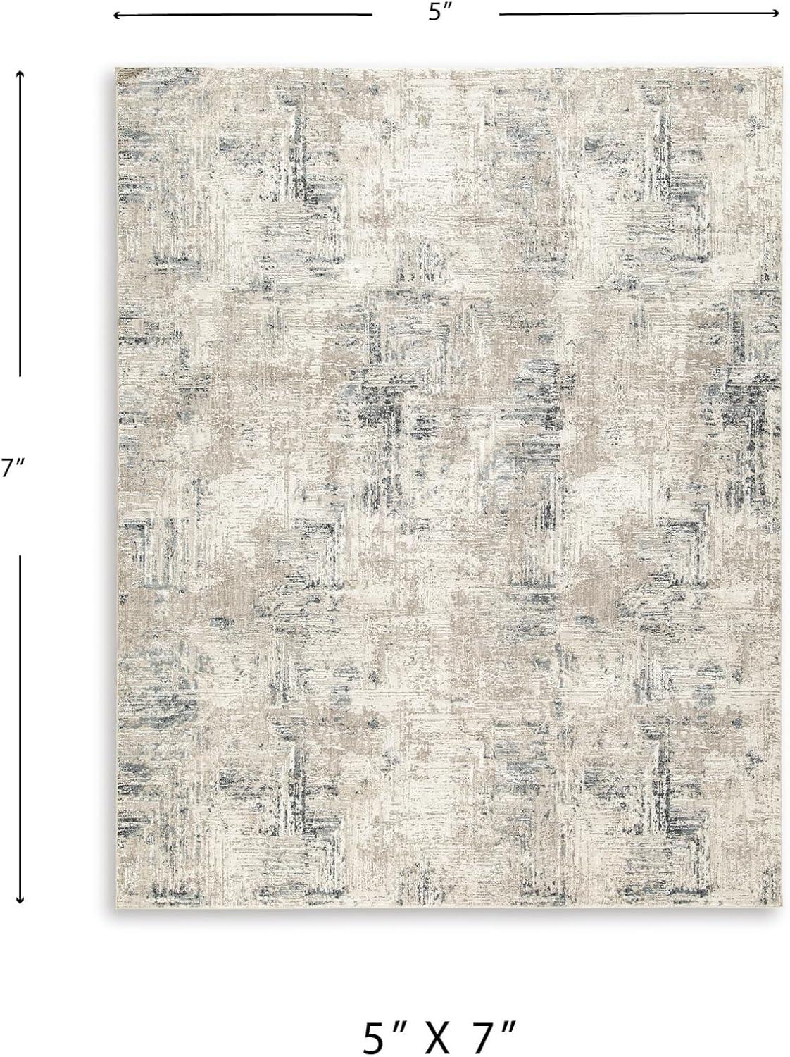imageSignature Design by Ashley Gentor Contemporary Indoor Abstract 8 x 10 Rug Blue ampamp Biege5 x 7 Rectangular