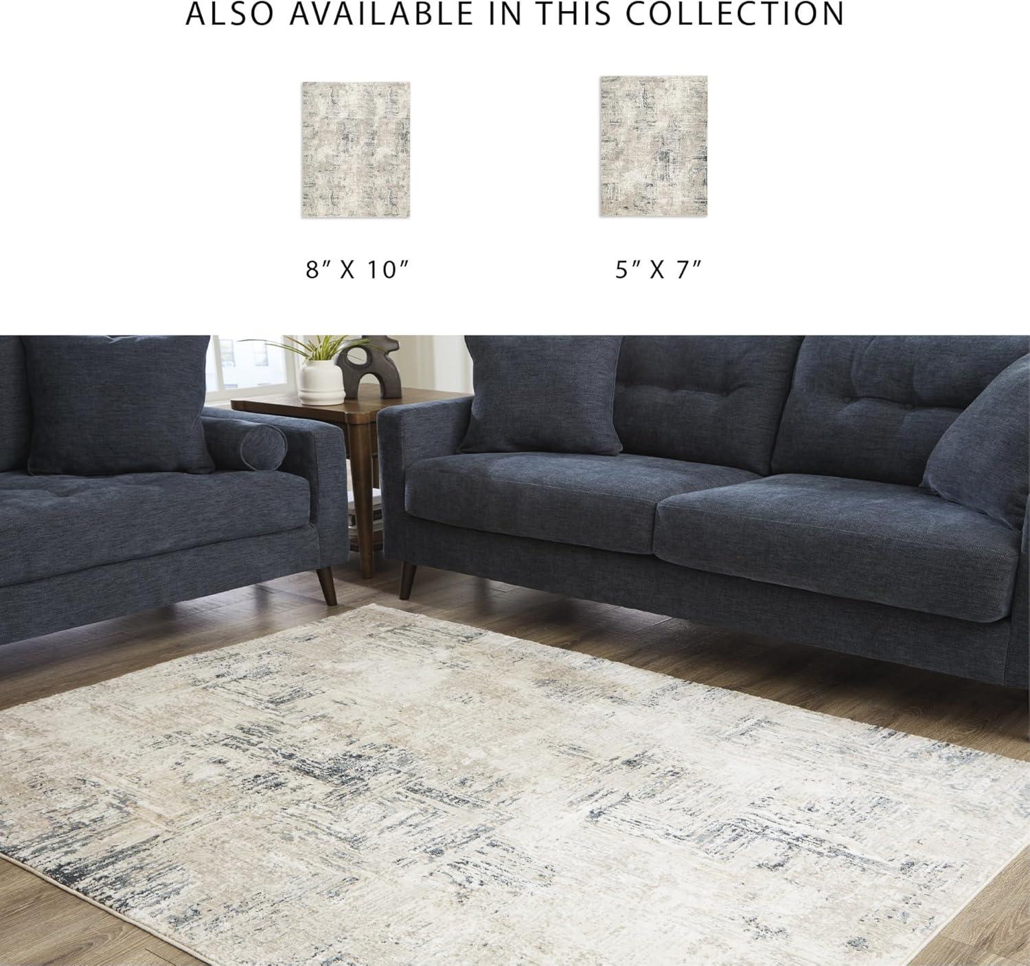 imageSignature Design by Ashley Gentor Contemporary Indoor Abstract 8 x 10 Rug Blue ampamp Biege5 x 7 Rectangular