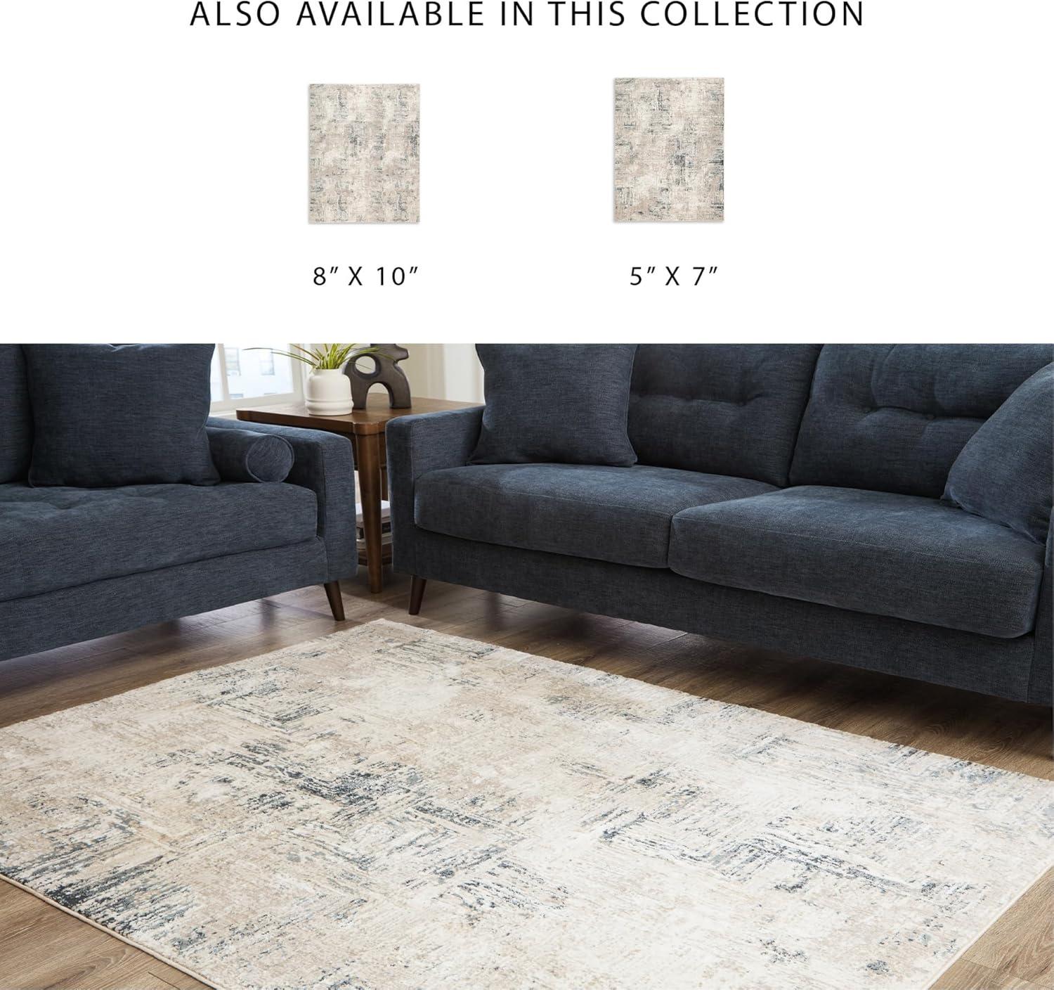 imageSignature Design by Ashley Gentor Contemporary Indoor Abstract 8 x 10 Rug Blue ampamp Biege710 x 10 Rectangular