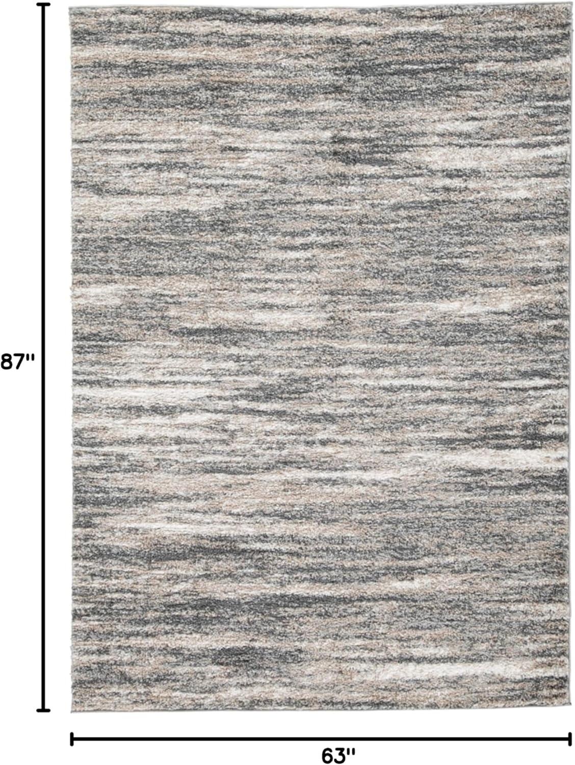 imageSignature Design by Ashley Gizela Contemporary 5 x 7 High Pile Striped Design Rug Ivory Gray ampamp Beige53 x 73 Rectangular