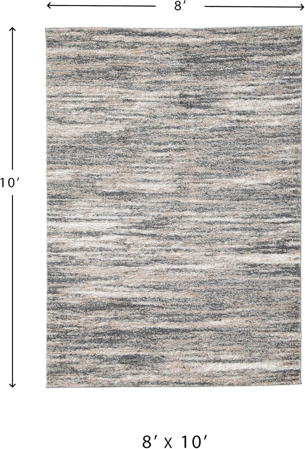 imageSignature Design by Ashley Gizela Contemporary 5 x 7 High Pile Striped Design Rug Ivory Gray ampamp Beige710 x 10 Rectangular