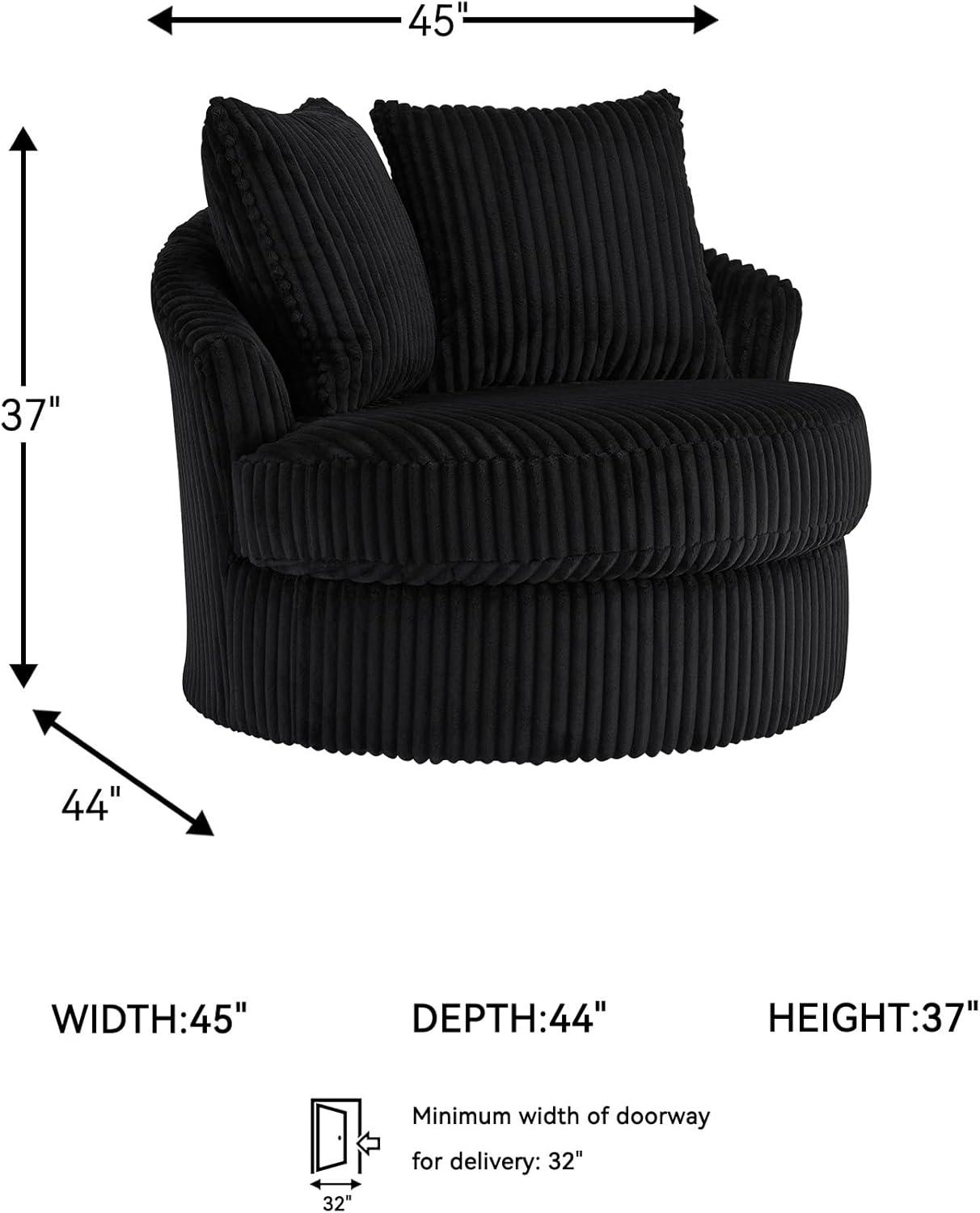 imageSignature Design by Ashley Gramwell Casual Swivel Chair with Throw Pillows Flared Arms and Removable Cushions BlackBlack