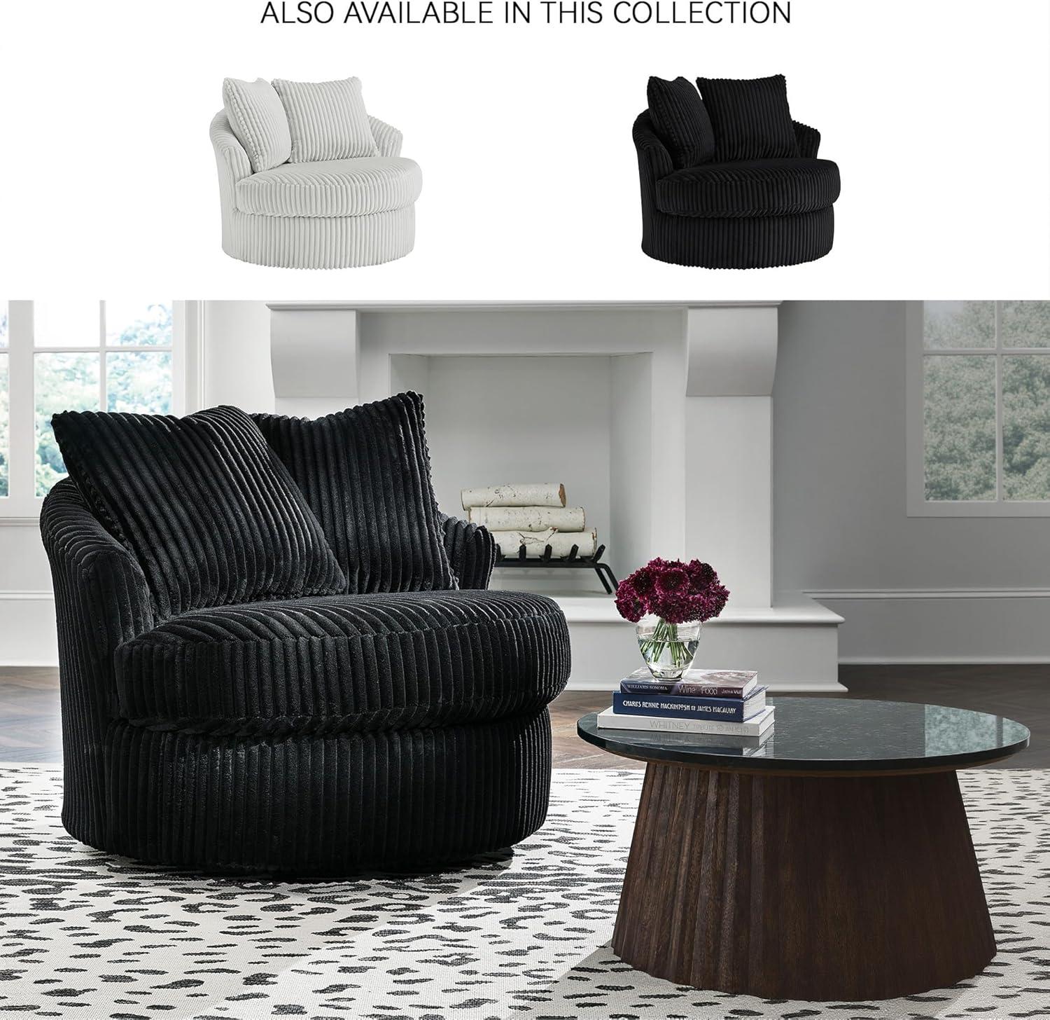 imageSignature Design by Ashley Gramwell Casual Swivel Chair with Throw Pillows Flared Arms and Removable Cushions BlackBlack