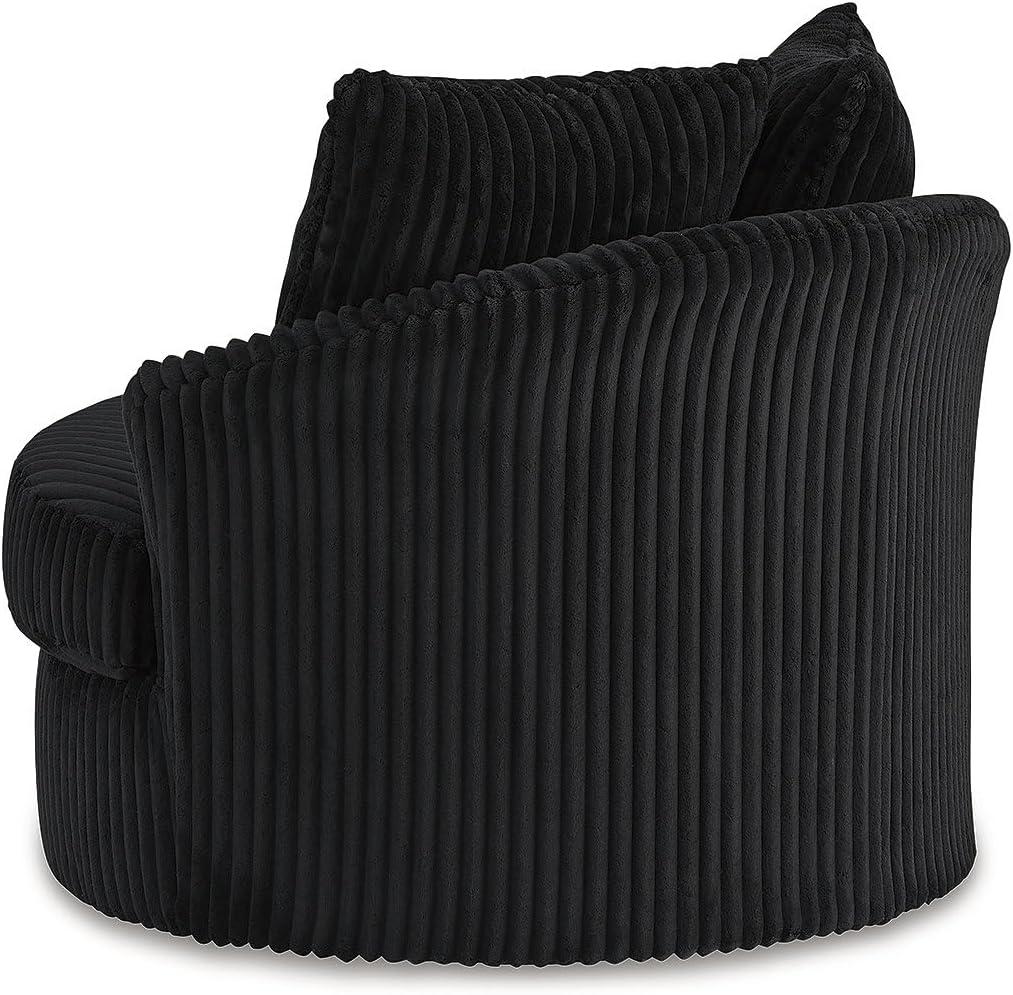 imageSignature Design by Ashley Gramwell Casual Swivel Chair with Throw Pillows Flared Arms and Removable Cushions BlackBlack