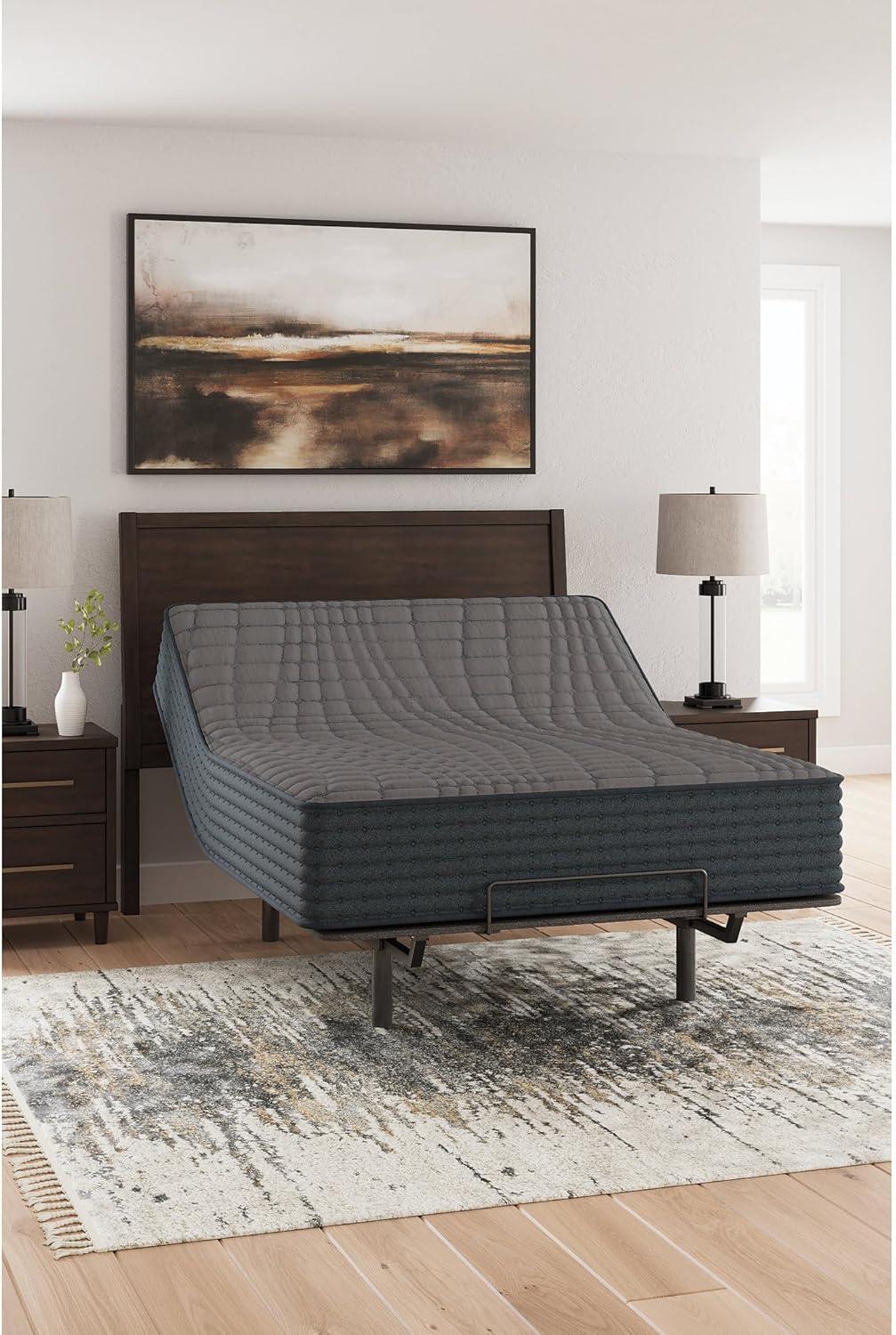 imageSignature Design by Ashley Gray 1200 Hybrid Firm 12 Inch CharcoalInfused Gel Memory Foam Mattress with Edge Support for Cool Sleep and Pressure Relief Queen Fiberglass Free Mattress in A BoxKing