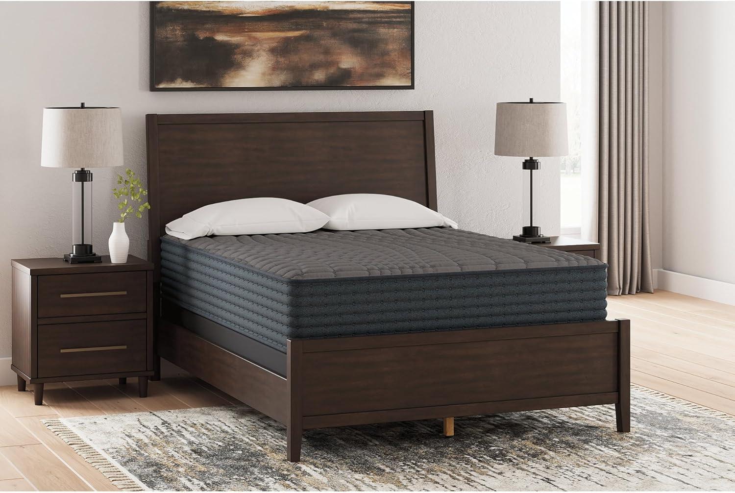 imageSignature Design by Ashley Gray 1200 Hybrid Firm 12 Inch CharcoalInfused Gel Memory Foam Mattress with Edge Support for Cool Sleep and Pressure Relief Queen Fiberglass Free Mattress in A BoxKing