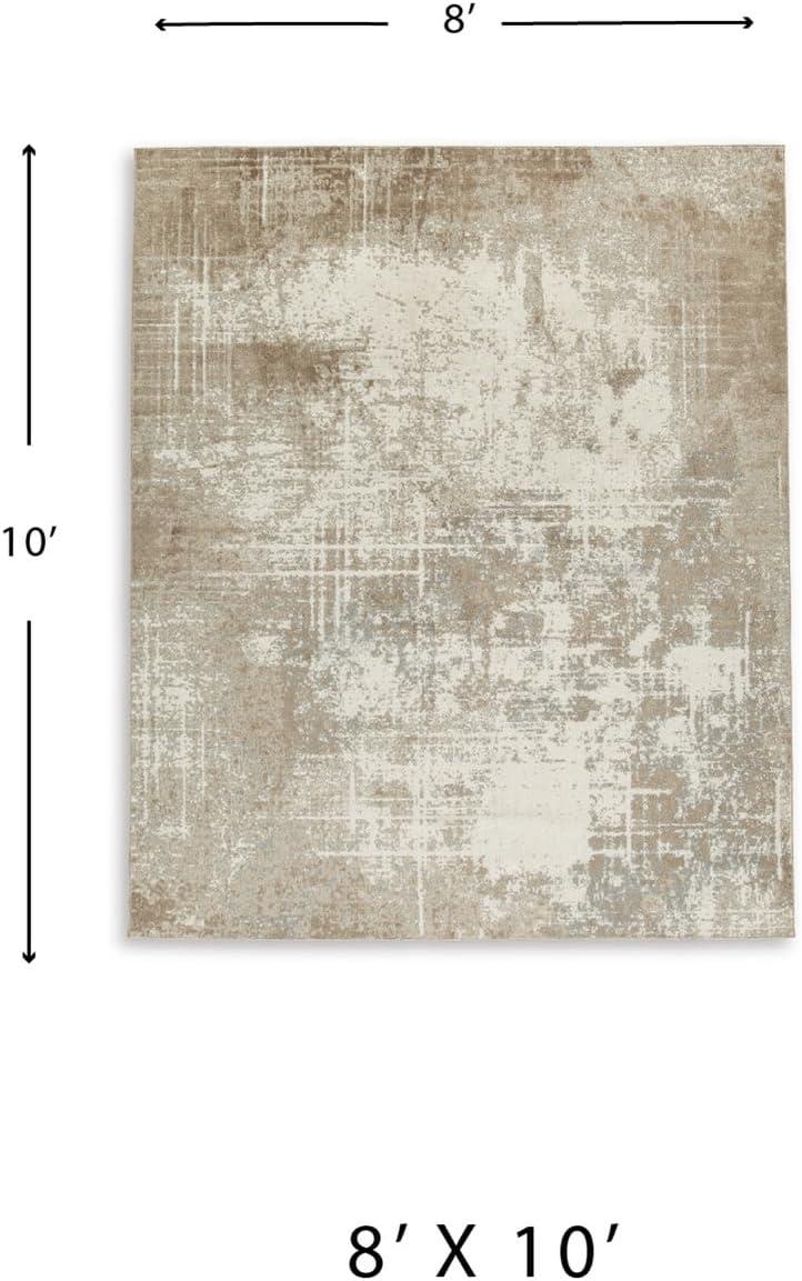 imageSignature Design by Ashley Grifflain Contemporary Indoor Washable Abstract Pattern 8 x 10 Rug Light Brown ampamp Light Gray