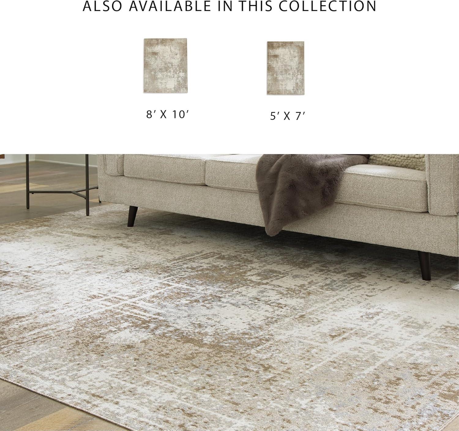 imageSignature Design by Ashley Grifflain Contemporary Indoor Washable Abstract Pattern 8 x 10 Rug Light Brown ampamp Light Gray