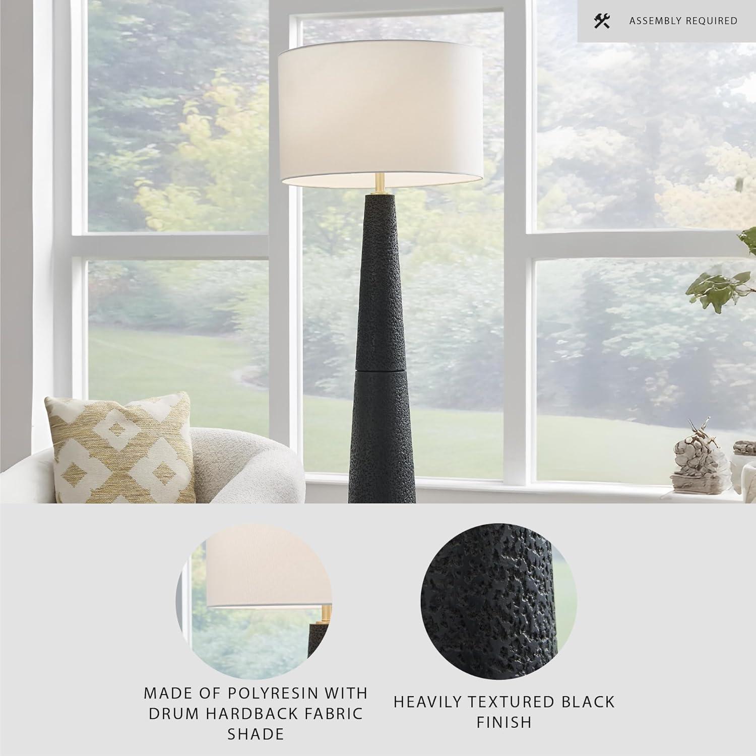 imageSignature Design by Ashley Hallburg Modern Textured Polyresin Floor Lamp with 3Way Switch Black