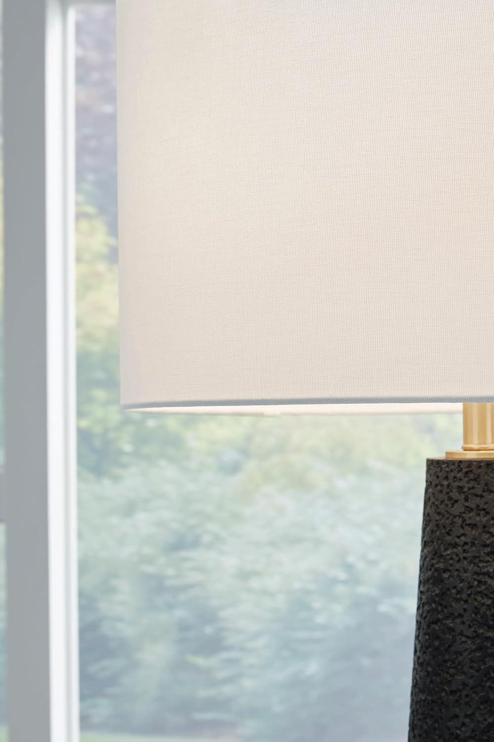 imageSignature Design by Ashley Hallburg Modern Textured Polyresin Floor Lamp with 3Way Switch Black