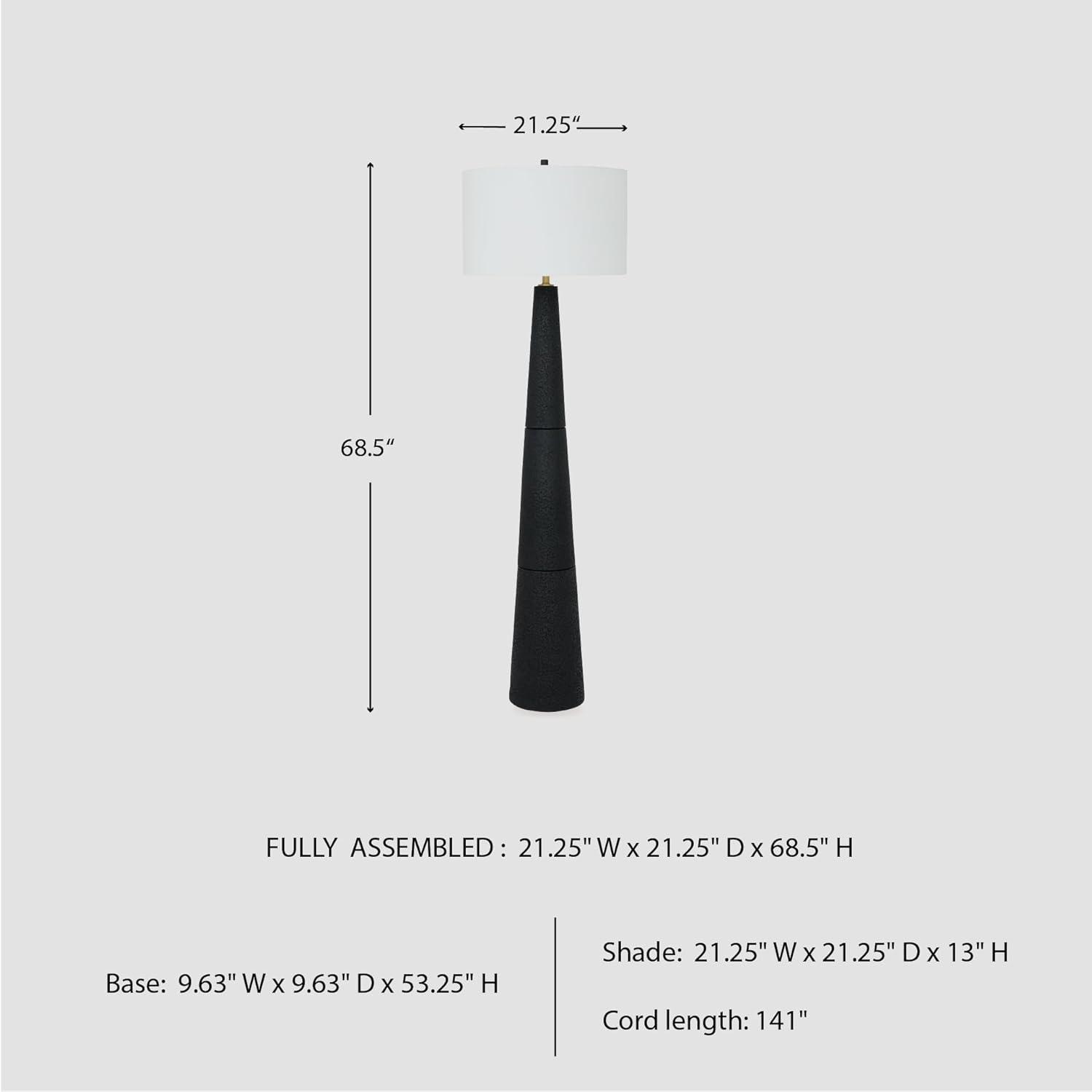 imageSignature Design by Ashley Hallburg Modern Textured Polyresin Floor Lamp with 3Way Switch Black