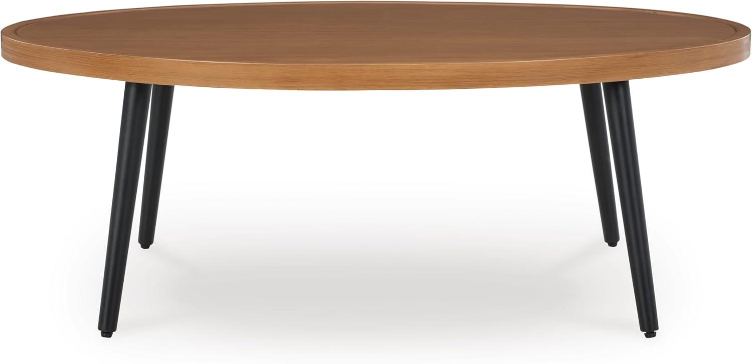 imageSignature Design by Ashley Horizon Hall Casual Outdoor Coffee Table with 4 Legs Light Brown ampamp Black