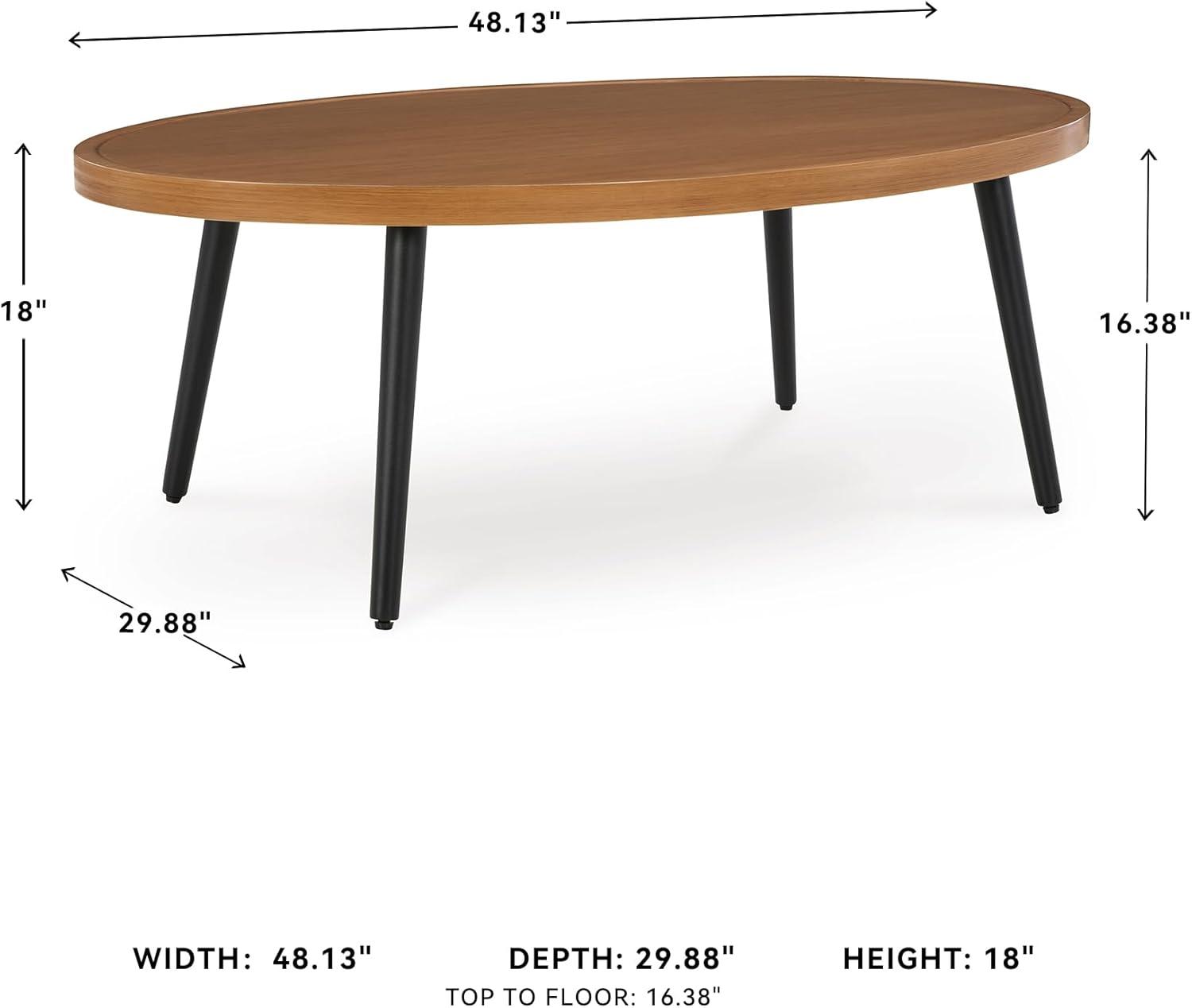 imageSignature Design by Ashley Horizon Hall Casual Outdoor Coffee Table with 4 Legs Light Brown ampamp Black