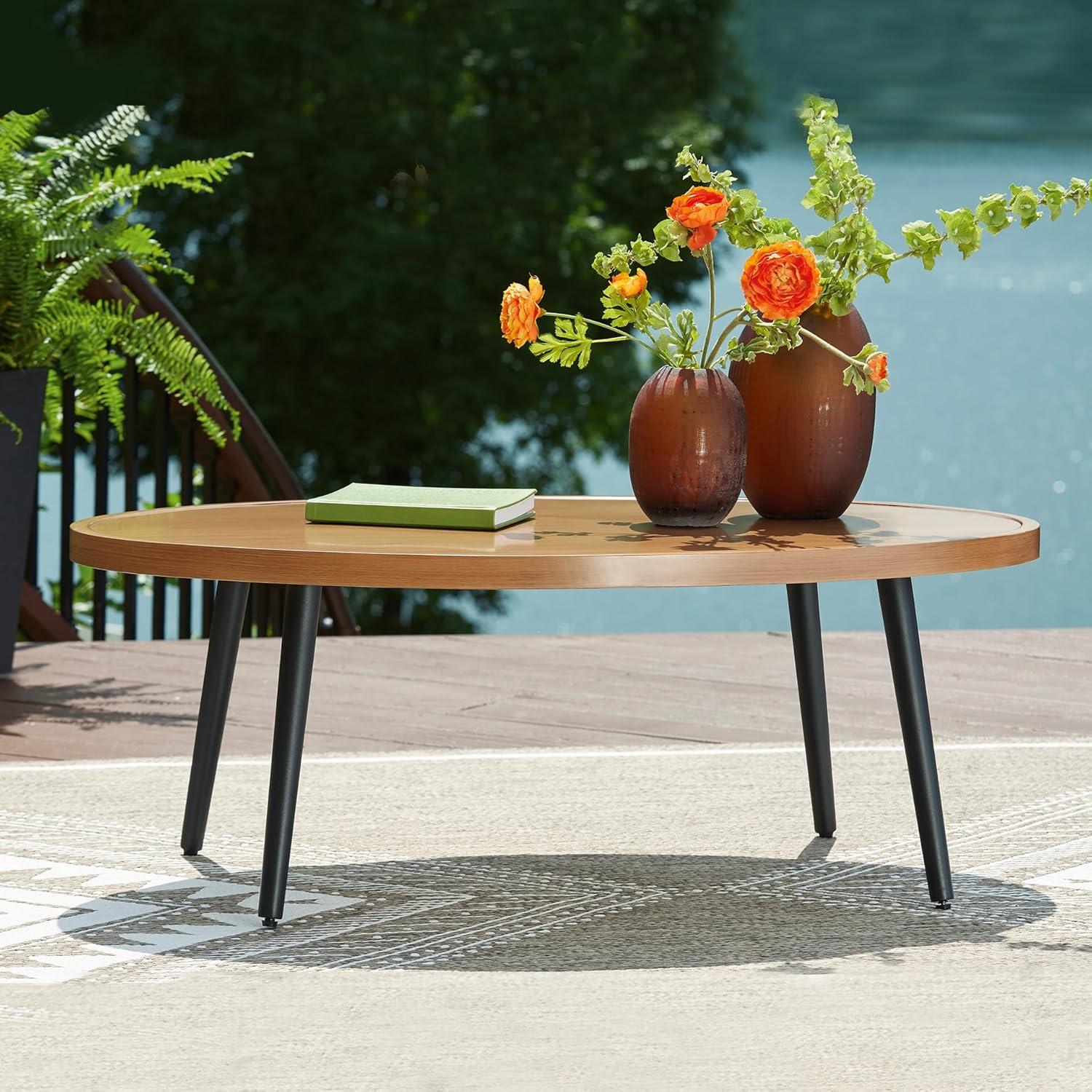 imageSignature Design by Ashley Horizon Hall Casual Outdoor Coffee Table with 4 Legs Light Brown ampamp Black