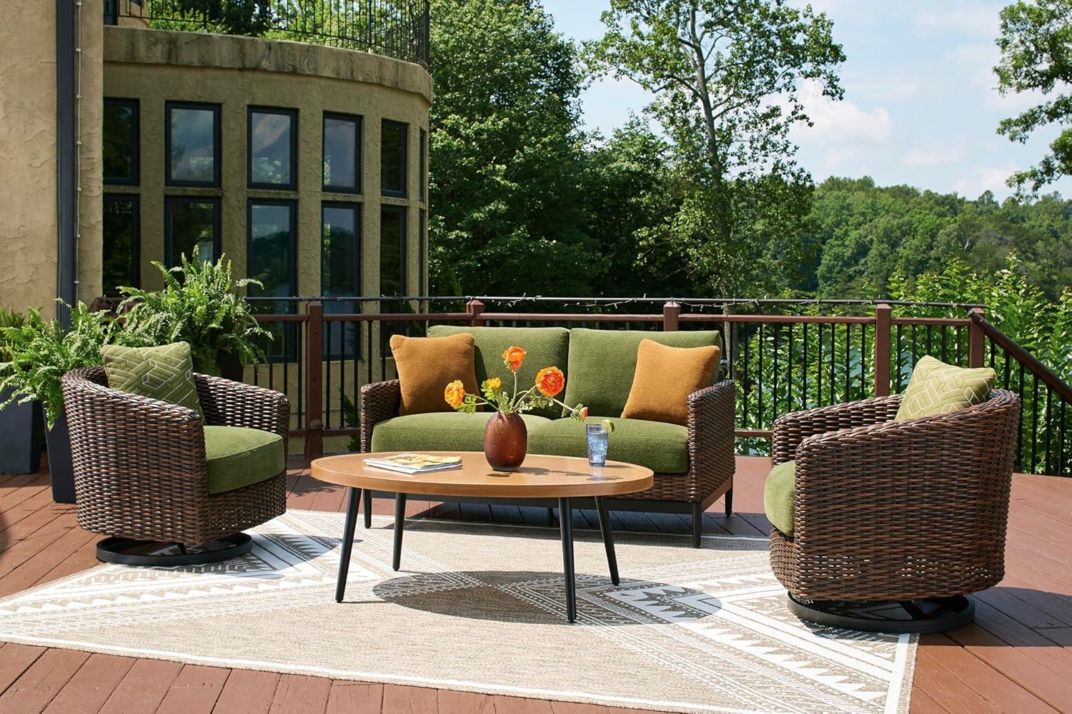 imageSignature Design by Ashley Horizon Hall Casual Outdoor Coffee Table with 4 Legs Light Brown ampamp Black