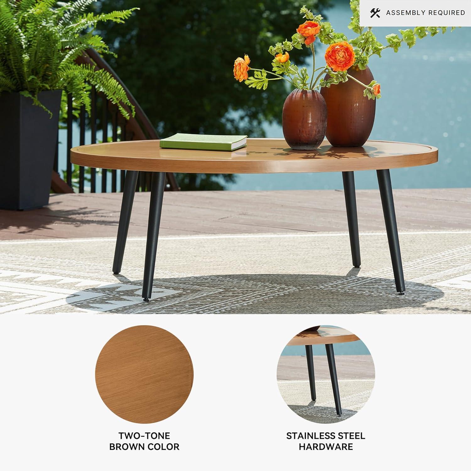 imageSignature Design by Ashley Horizon Hall Casual Outdoor Coffee Table with 4 Legs Light Brown ampamp Black