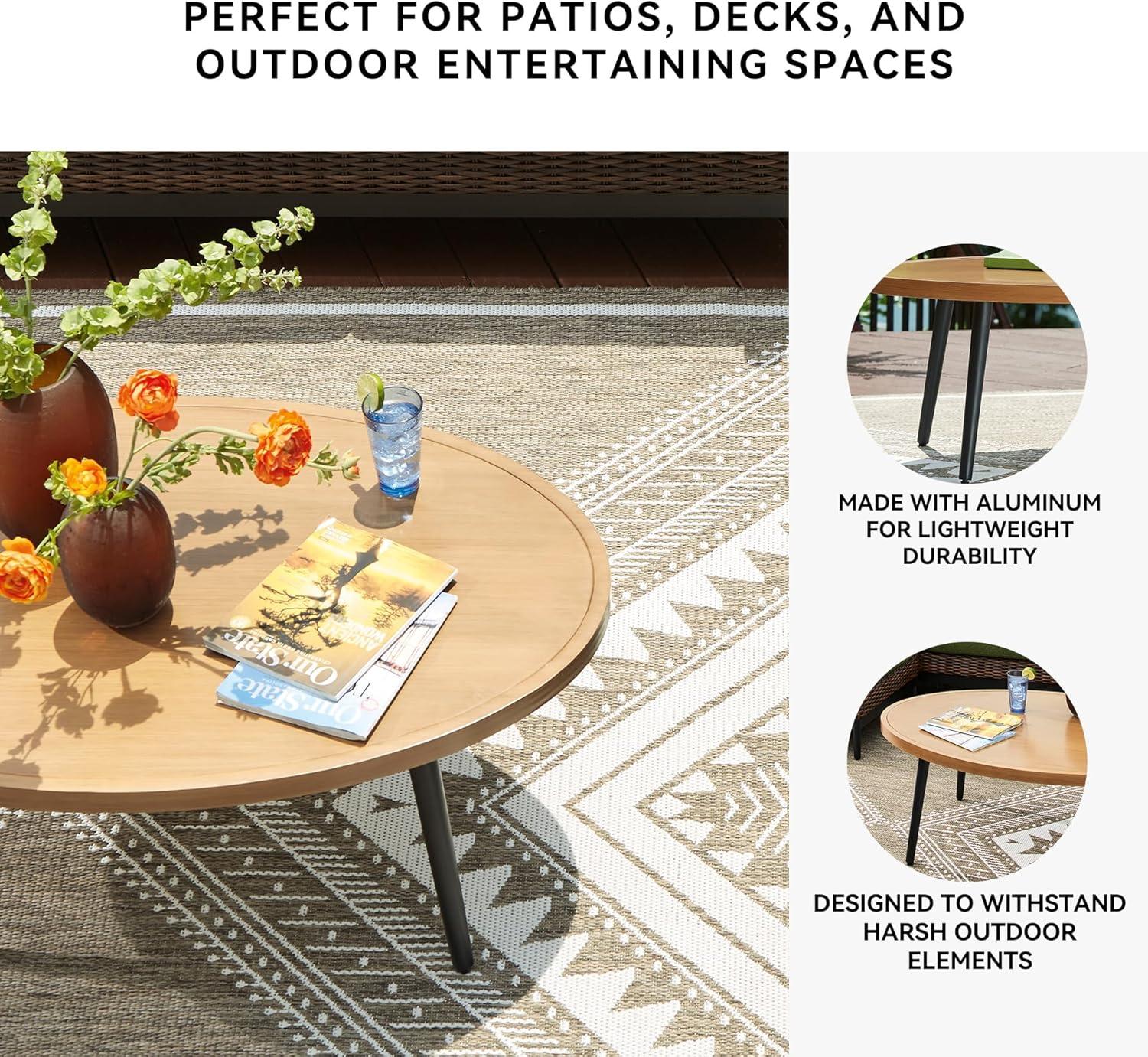 imageSignature Design by Ashley Horizon Hall Casual Outdoor Coffee Table with 4 Legs Light Brown ampamp Black