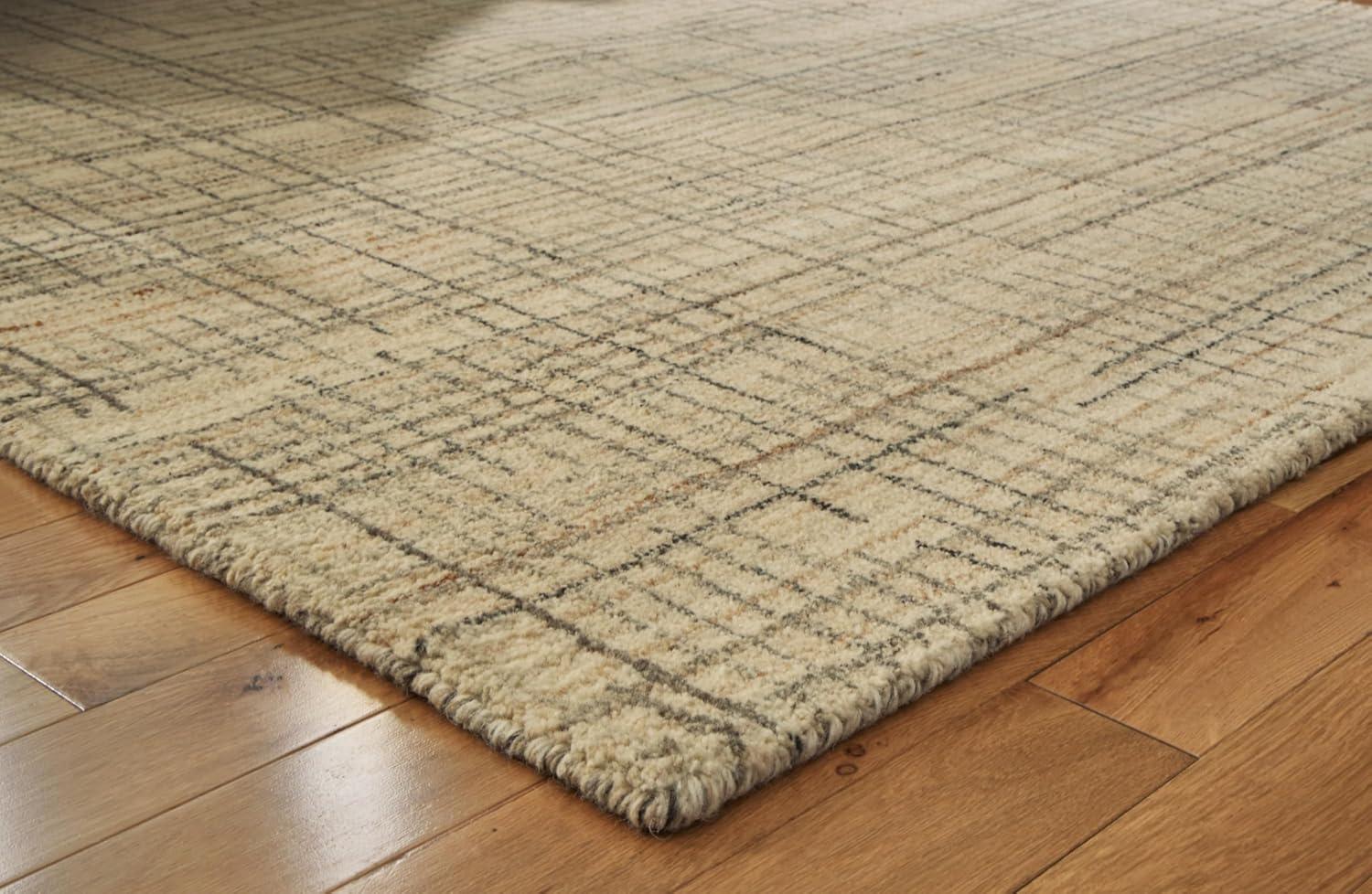 imageSignature Design by Ashley Janston Casual Indoor Plaid Wool Blend Handmade 8 x 10 Large Rug Gray ampamp Light Brown51 x 7 Rectangular