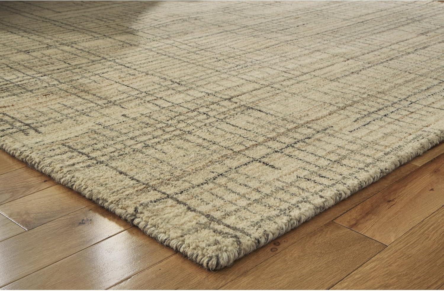 imageSignature Design by Ashley Janston Casual Indoor Plaid Wool Blend Handmade 8 x 10 Large Rug Gray ampamp Light Brown78 x 911 Rectangular