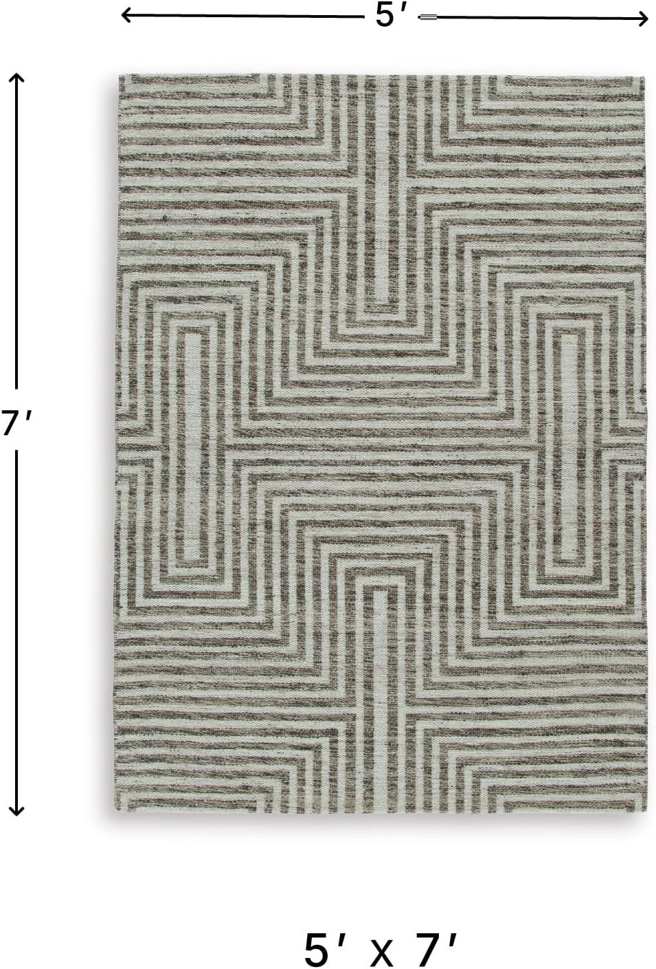 imageSignature Design by Ashley Jossen Boho Wool Blend Indoor 8 x 10 Rug with Geometric Pattern Beige ampamp Gray5 x 7 Rectangular
