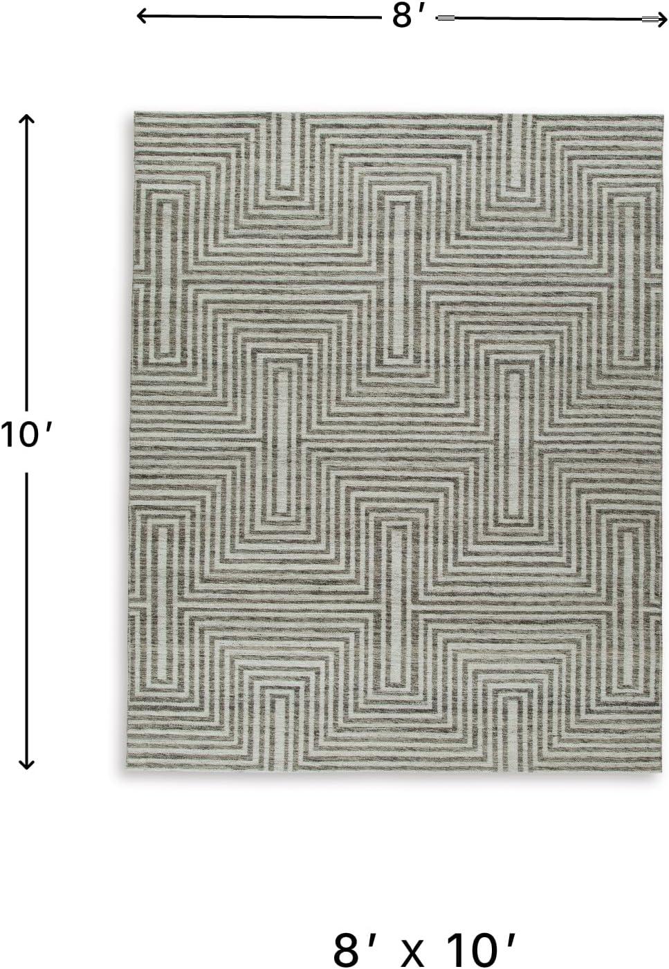 imageSignature Design by Ashley Jossen Boho Wool Blend Indoor 8 x 10 Rug with Geometric Pattern Beige ampamp Gray81 x 911 Rectangular