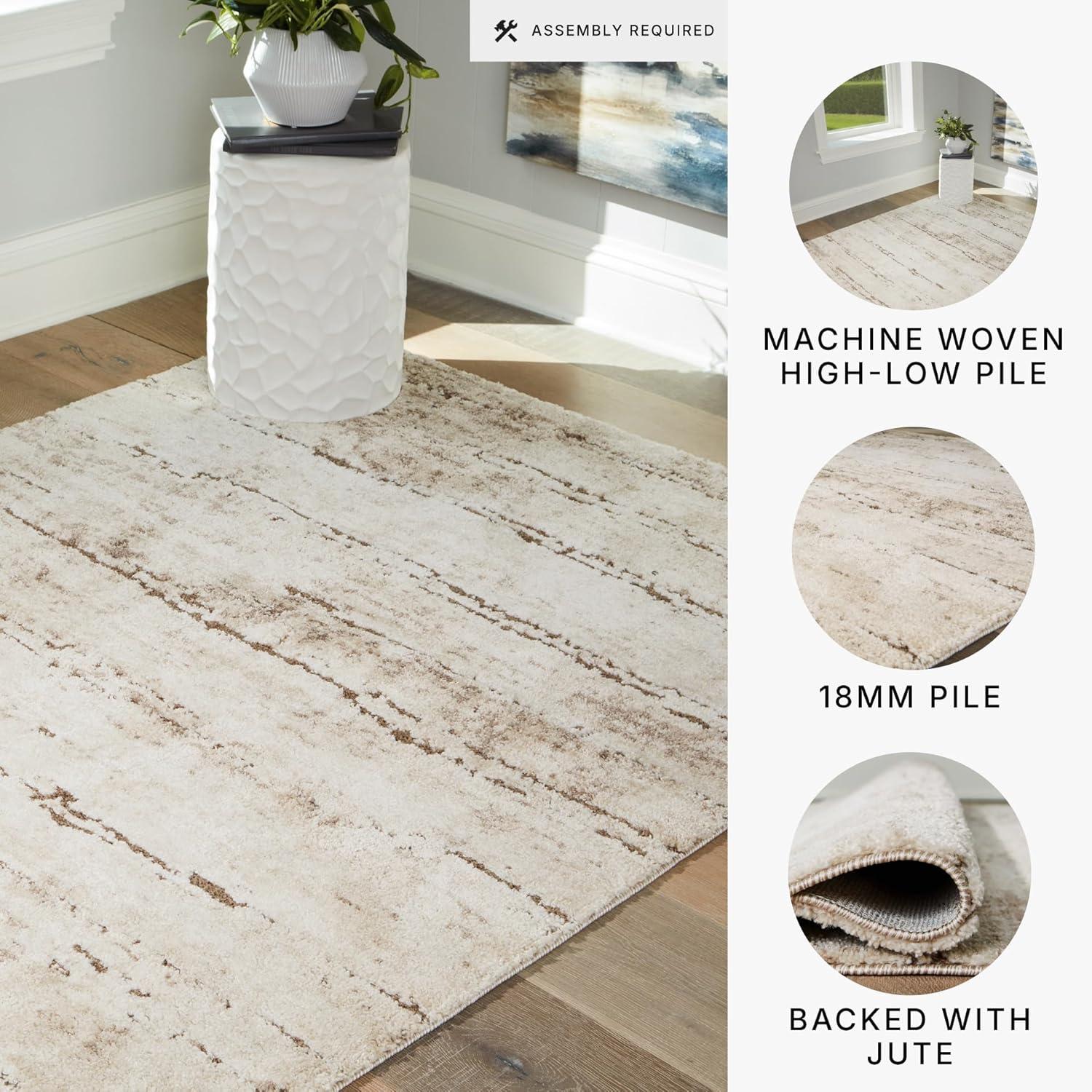 imageSignature Design by Ashley Kasney Casual Indoor Abstract 8 x 10 Rug Beige ampamp Light Brown54 x 72 Rectangular