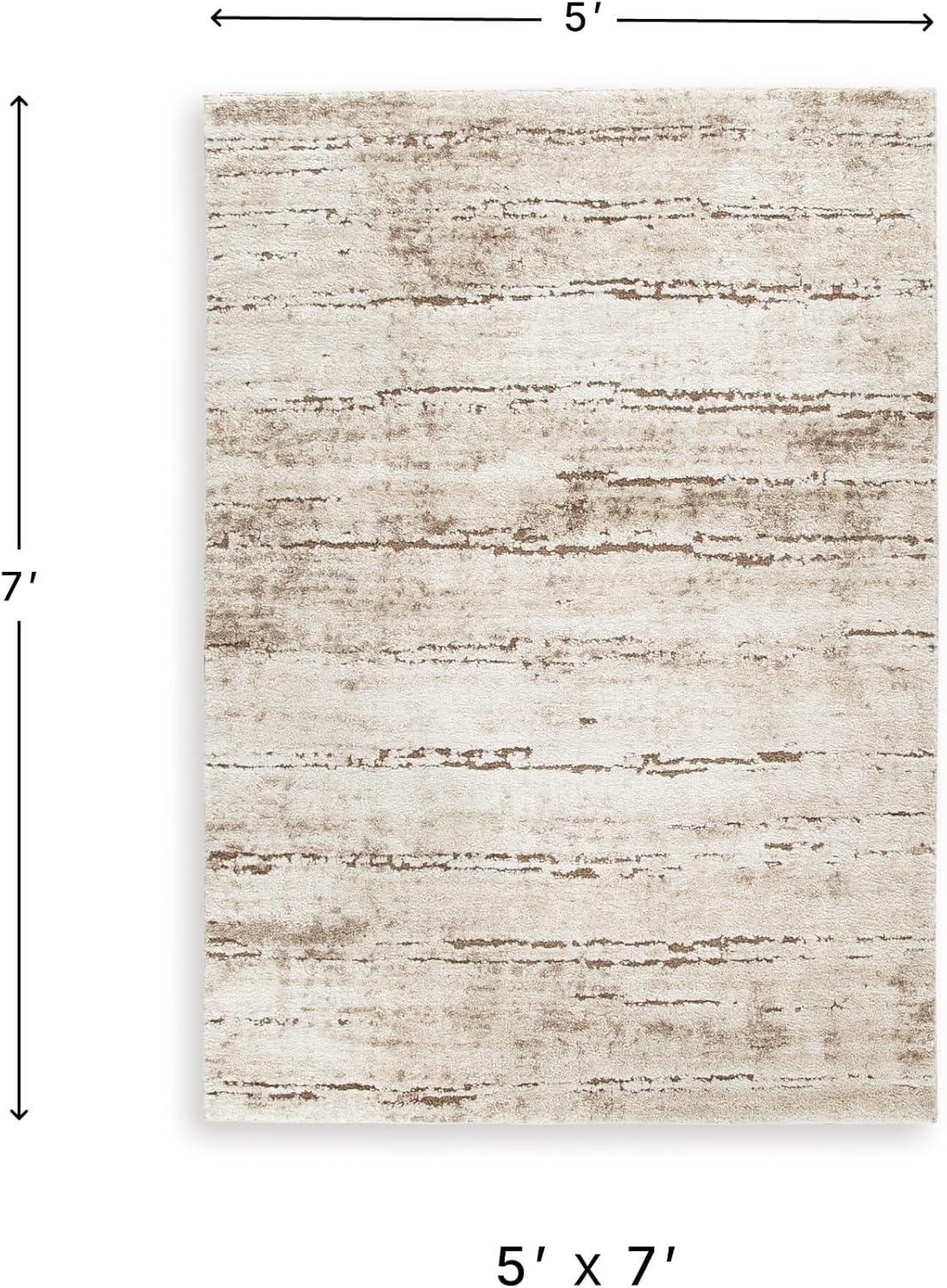 imageSignature Design by Ashley Kasney Casual Indoor Abstract 8 x 10 Rug Beige ampamp Light Brown54 x 72 Rectangular