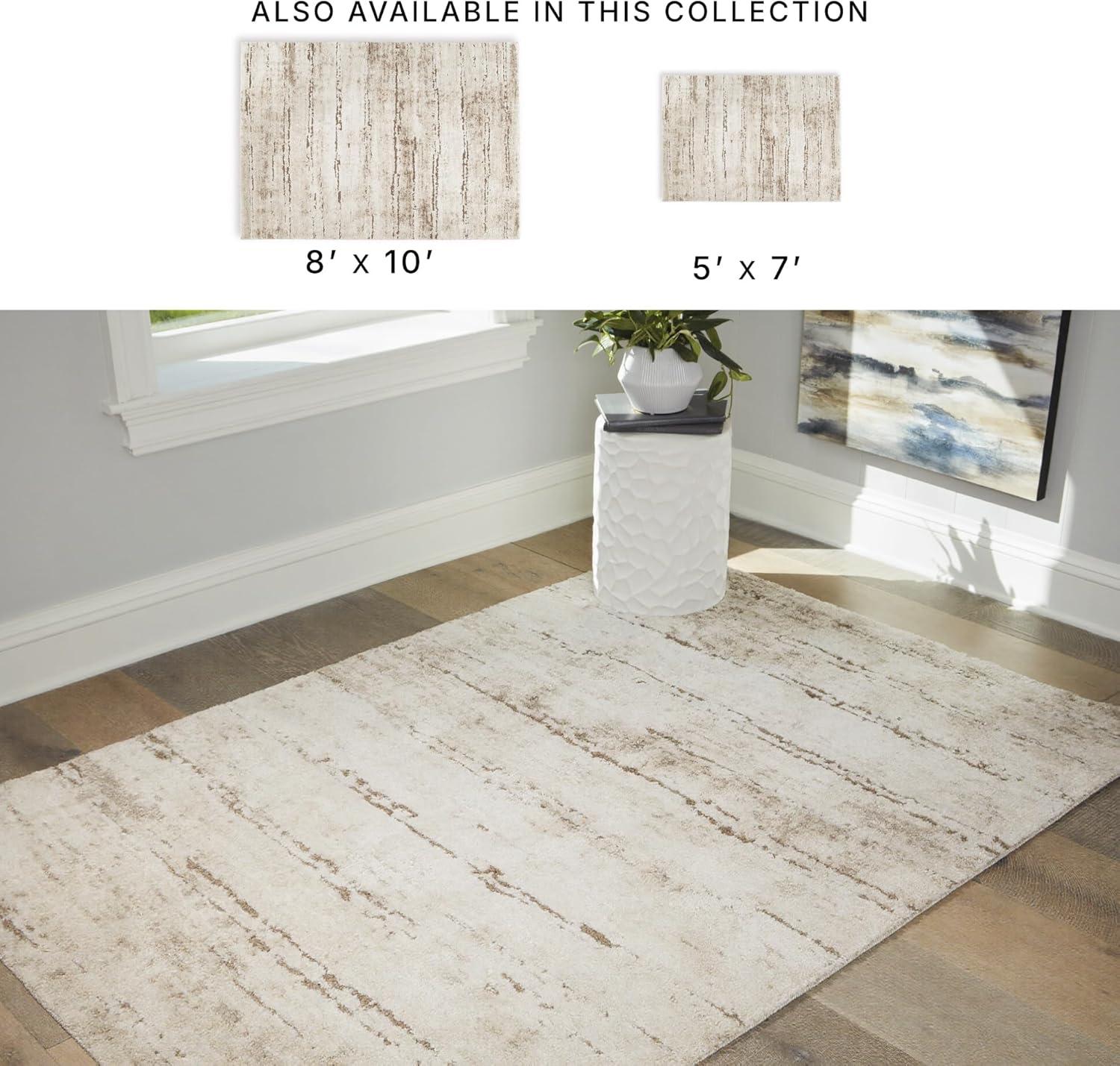 imageSignature Design by Ashley Kasney Casual Indoor Abstract 8 x 10 Rug Beige ampamp Light Brown711 x 102 Rectangular