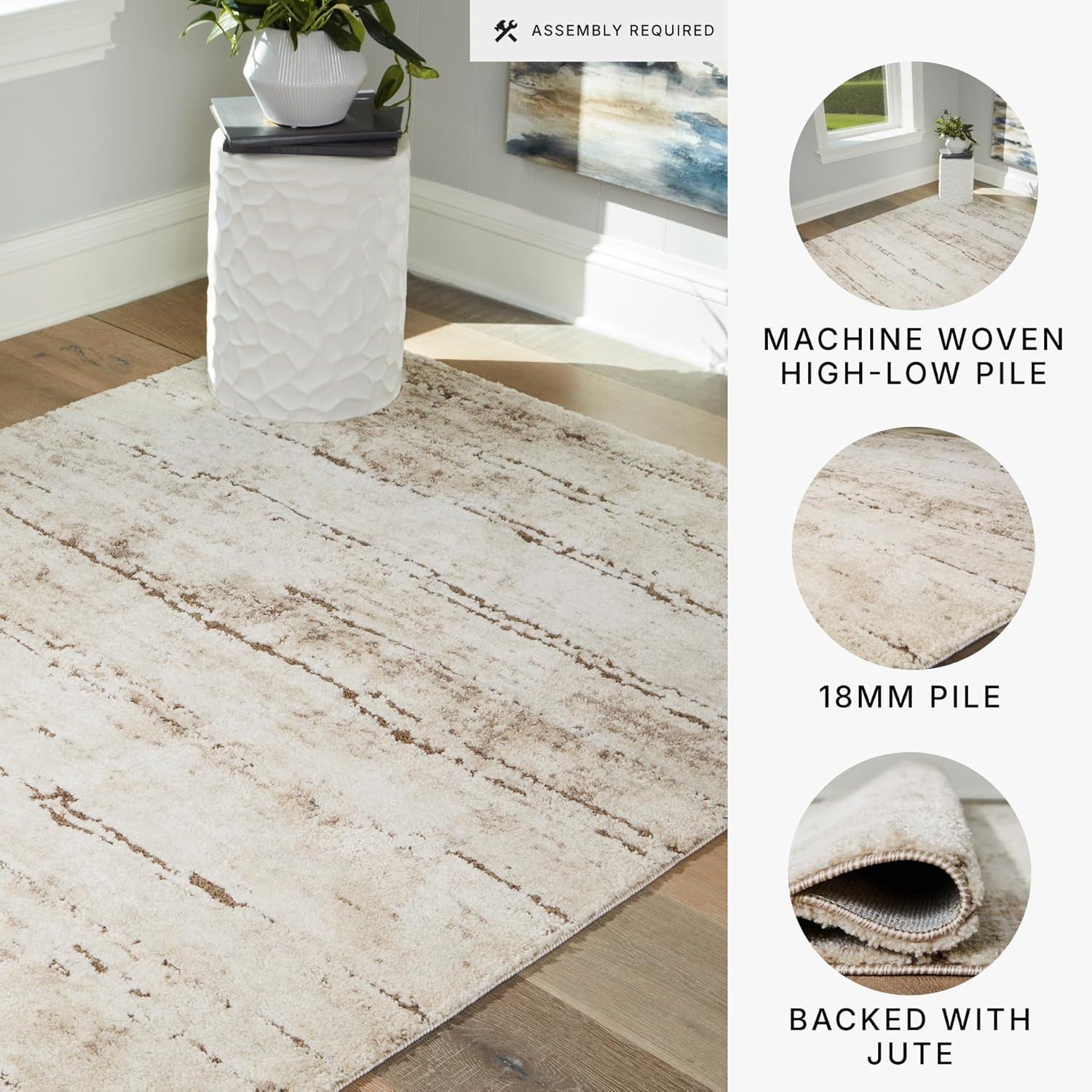 imageSignature Design by Ashley Kasney Casual Indoor Abstract 8 x 10 Rug Beige ampamp Light Brown711 x 102 Rectangular