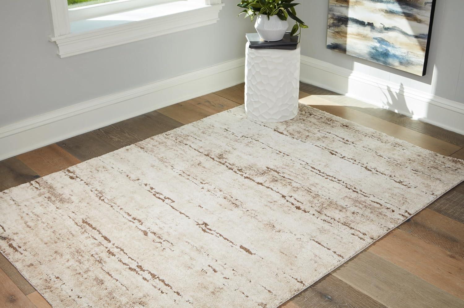 imageSignature Design by Ashley Kasney Casual Indoor Abstract 8 x 10 Rug Beige ampamp Light Brown711 x 102 Rectangular